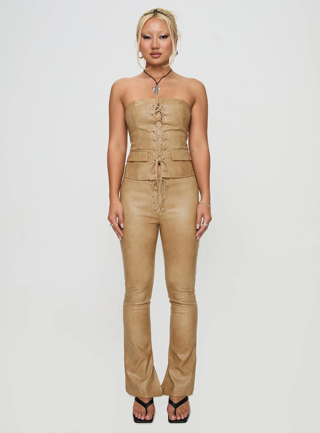 Anaheim Strapless Top Beige - Image 6