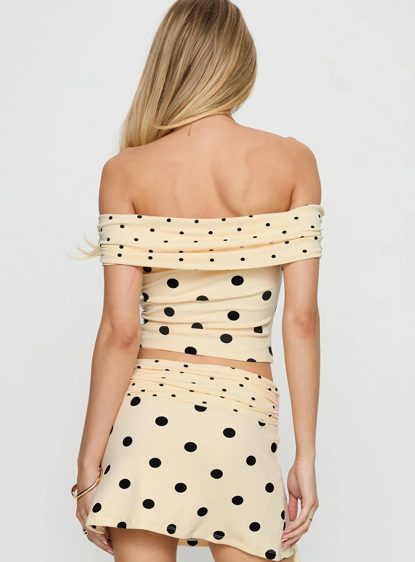 Aneira Off Shoulder Top Cream Polka Dot - Image 5
