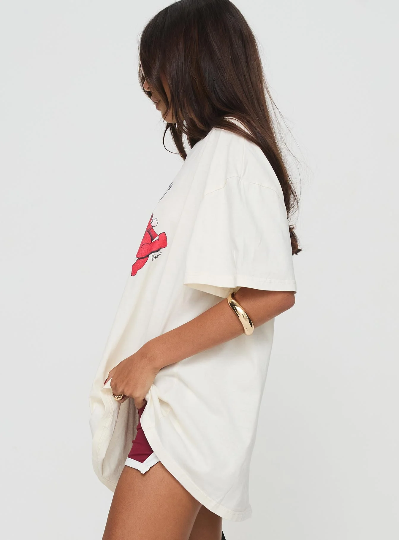 Kewpie Angel Vs Devil Oversized Tee White - Image 4