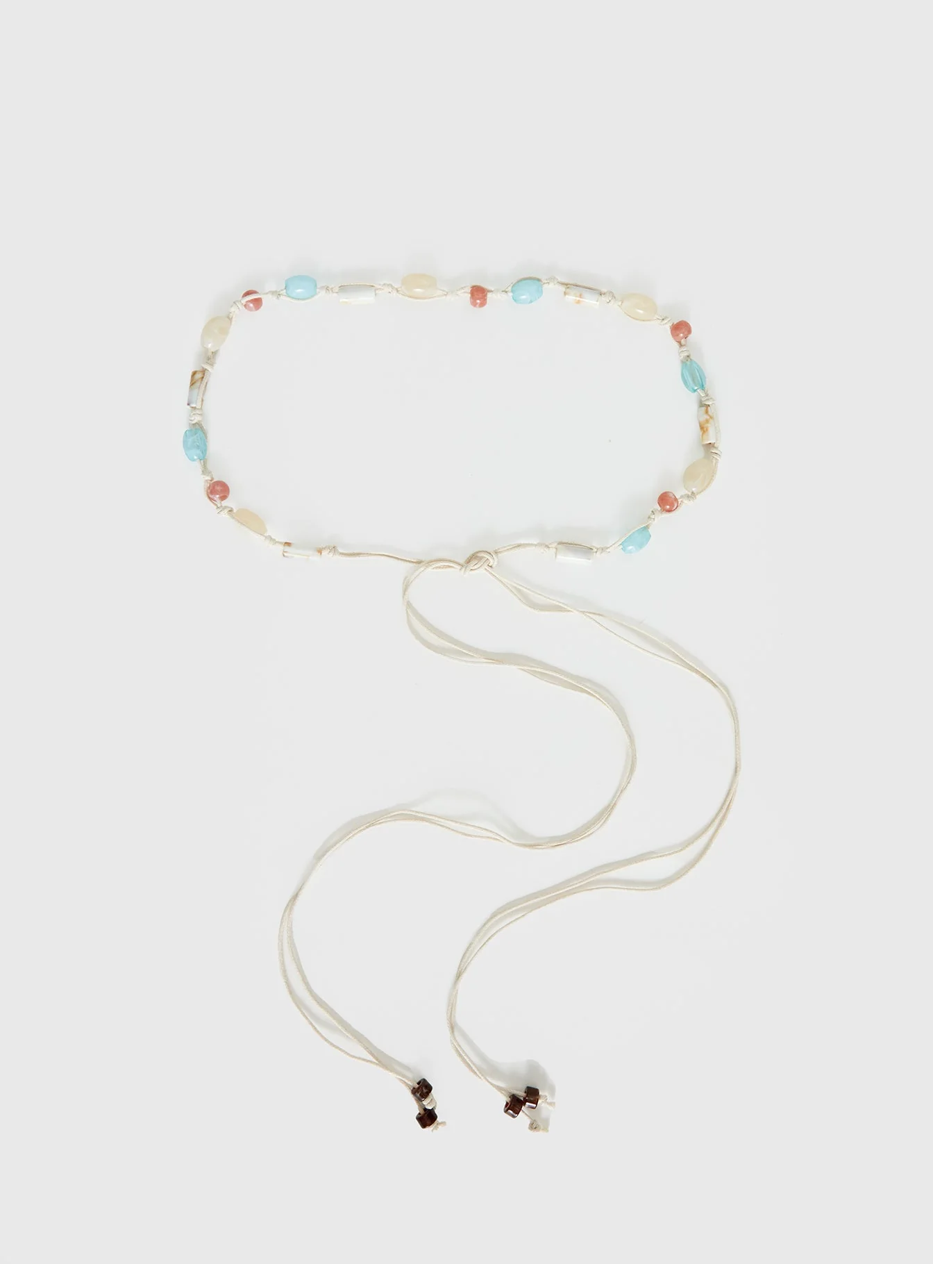 Angeleah Bead Detail Wrap Belt Blue / Beige - Image 2