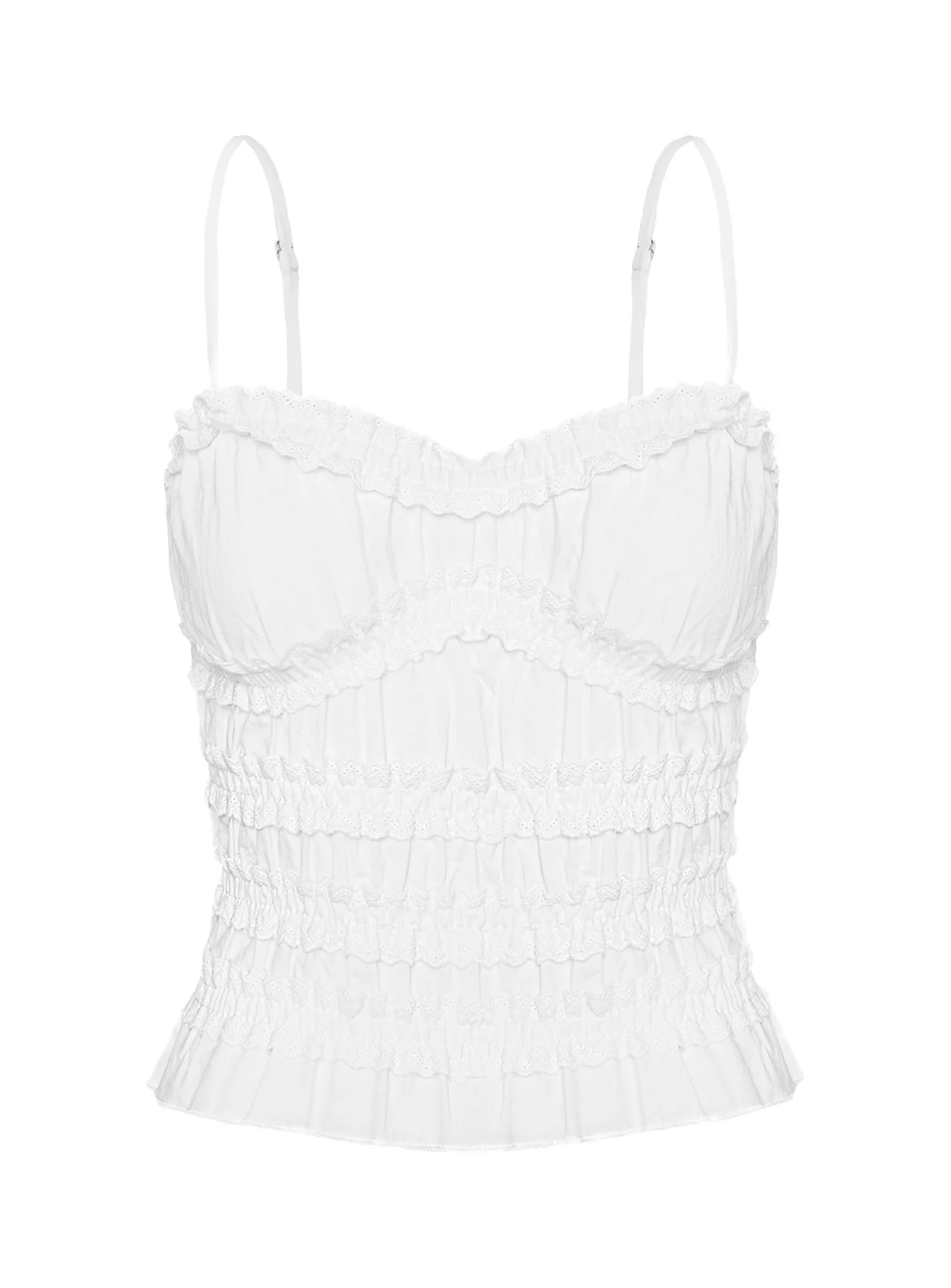 Angelie Cotton Ruched Top White - Image 5