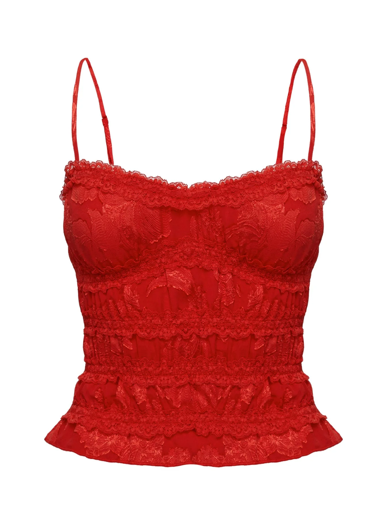 Angelie Jacquard Ruched Top Red - Image 5