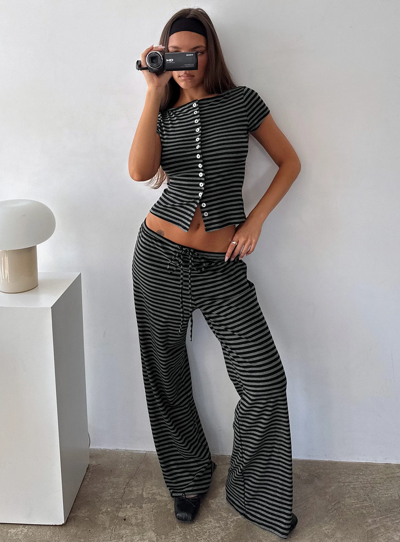 Angellina Jersey Button Down Top Stripe - Image 8