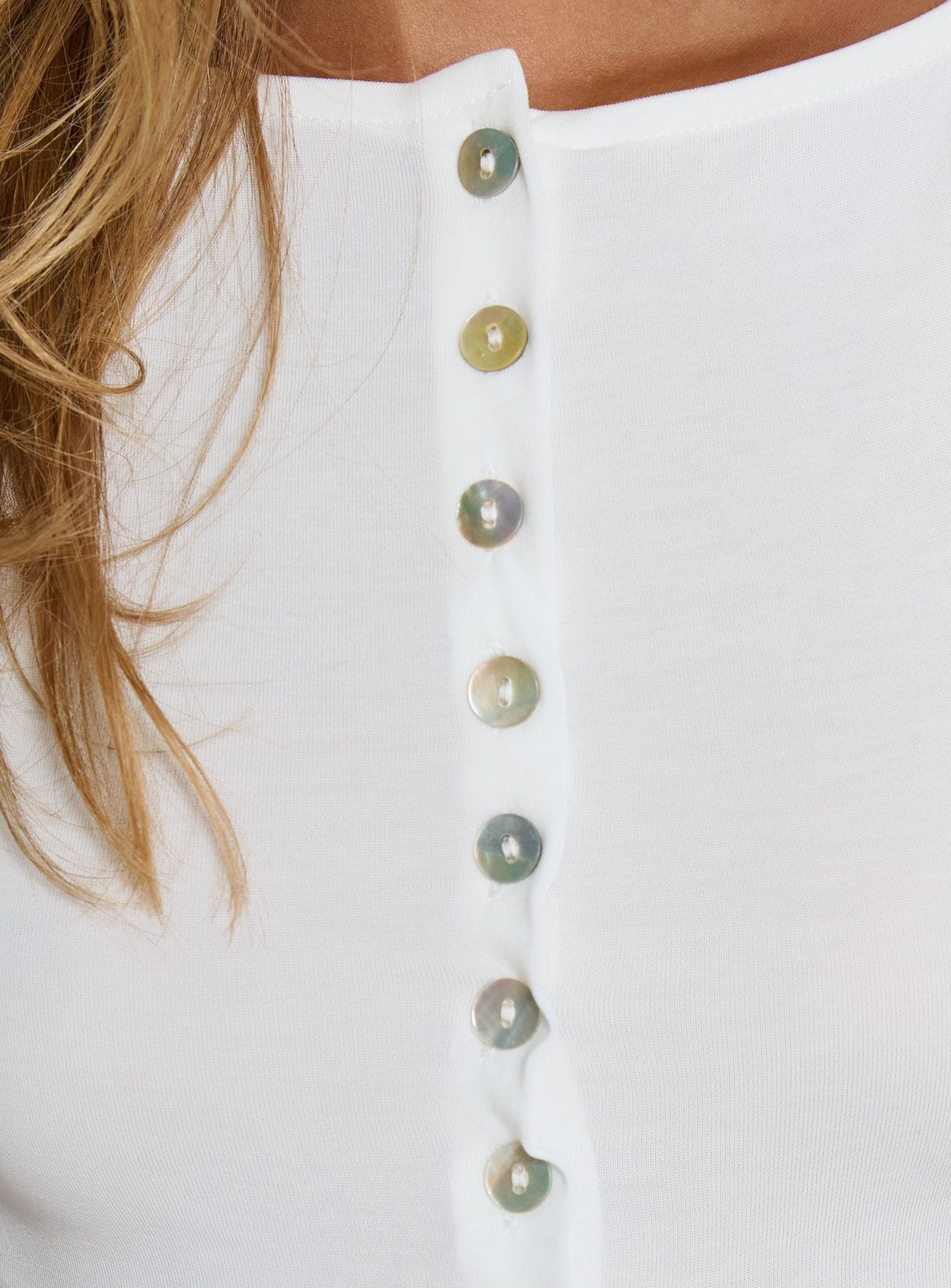 Angellina Jersey Button Down Top White - Image 6