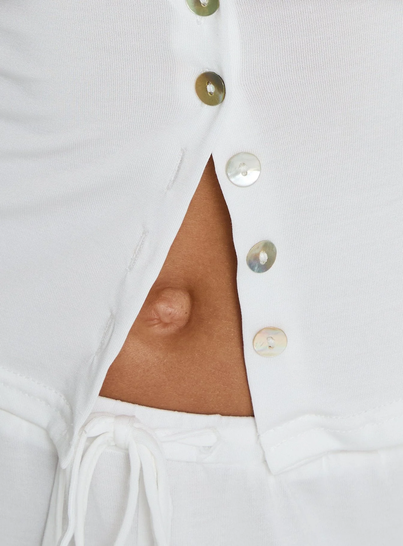 Angellina Jersey Button Down Top White - Image 7