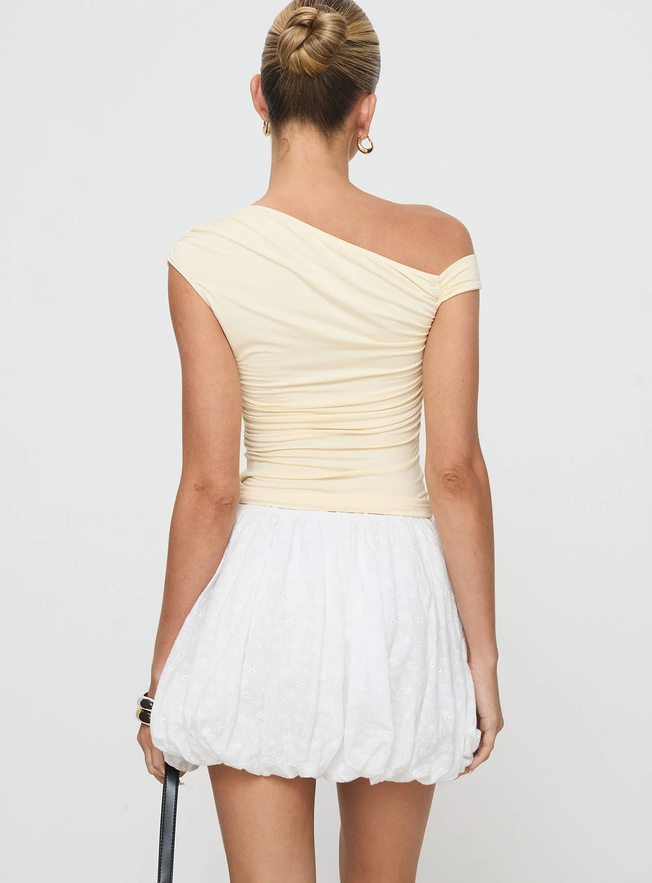 Anglaise Bubble Hem Mini Skirt White - Image 5