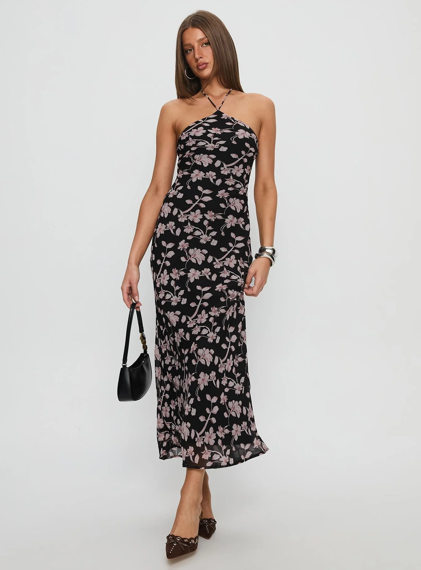 Anisa Halter Maxi Dress Black Floral - Image 3