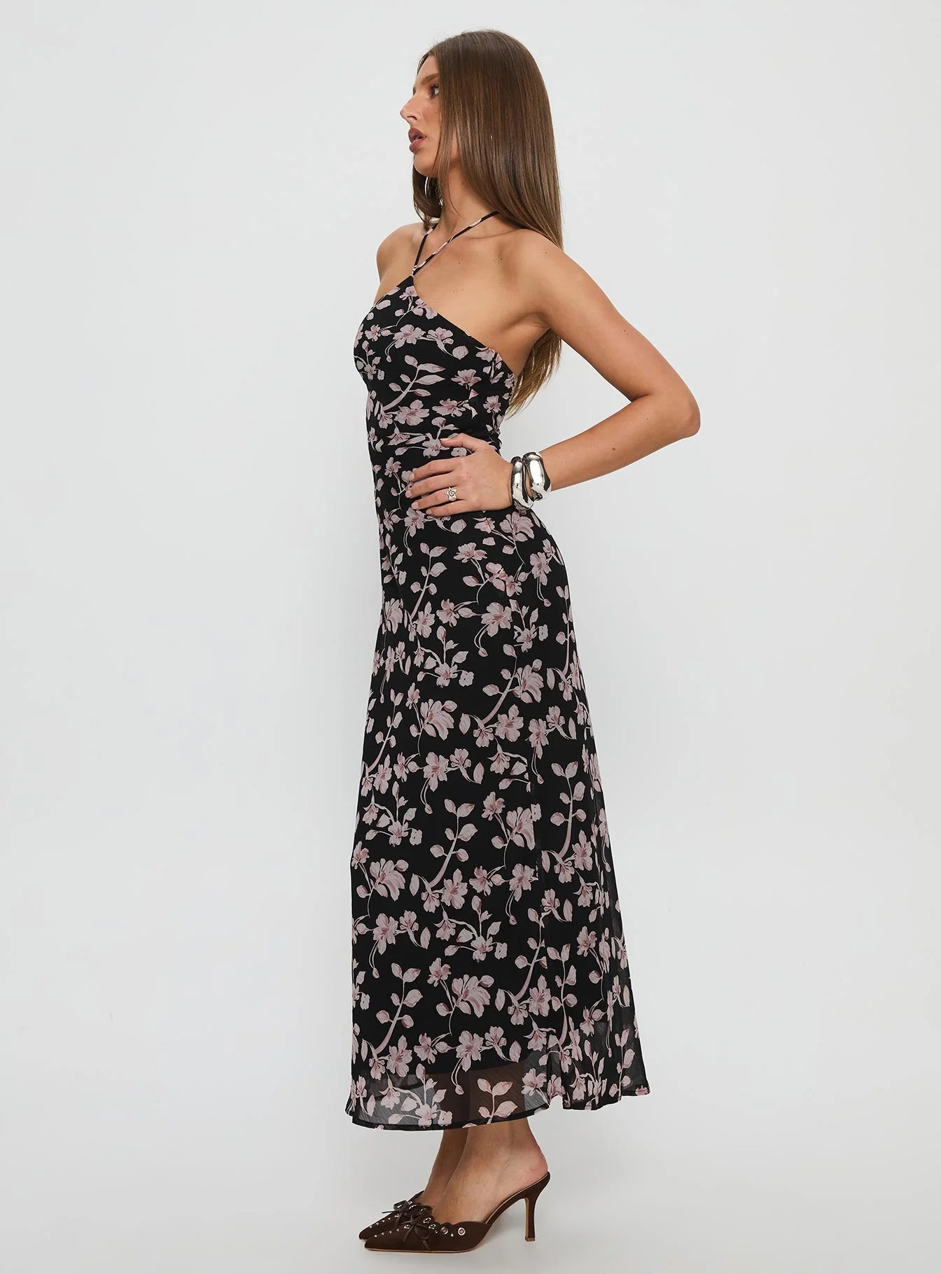 Anisa Halter Maxi Dress Black Floral - Image 4