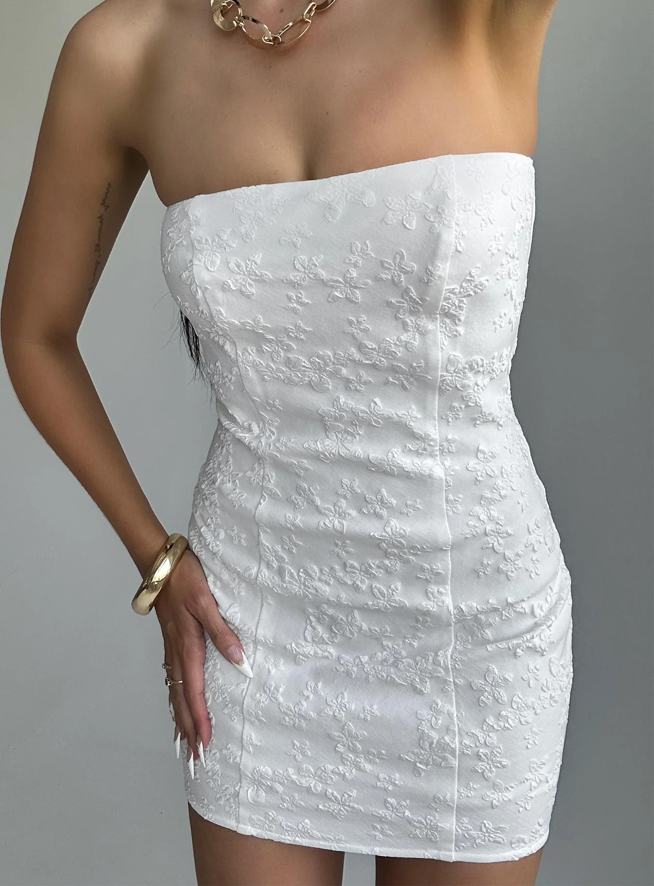 Anja Mini Dress White - Image 7
