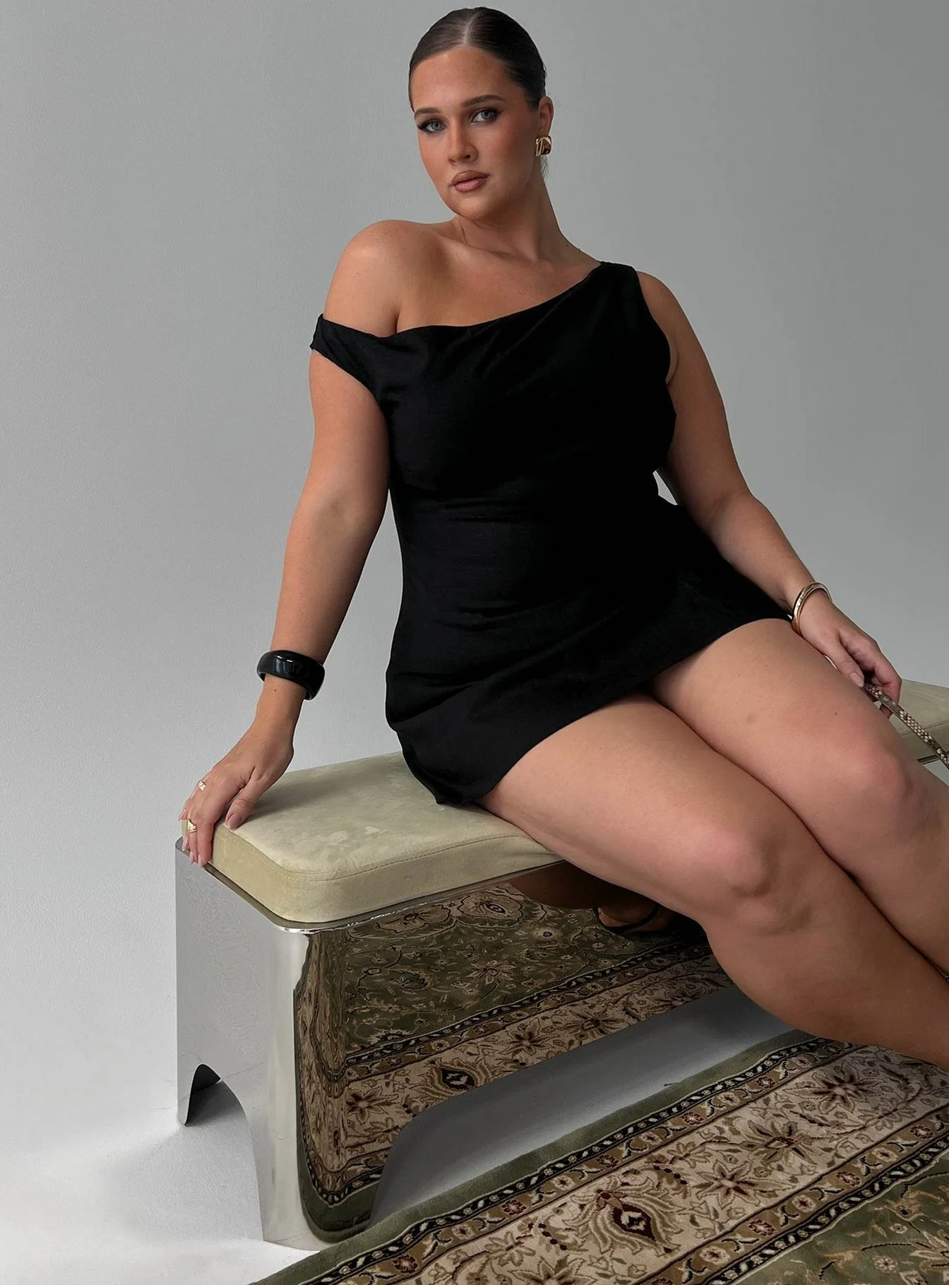 Anjela Off Shoulder Playsuit Black Curve - Image 8