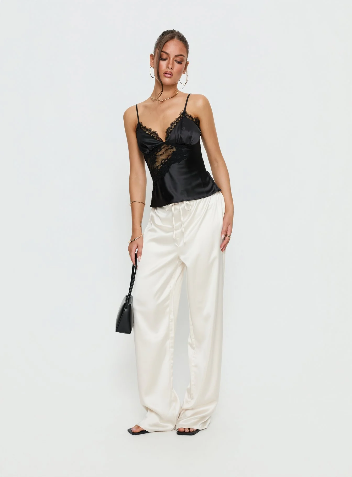 Annamari Lace Satin Cami Top Black - Image 3