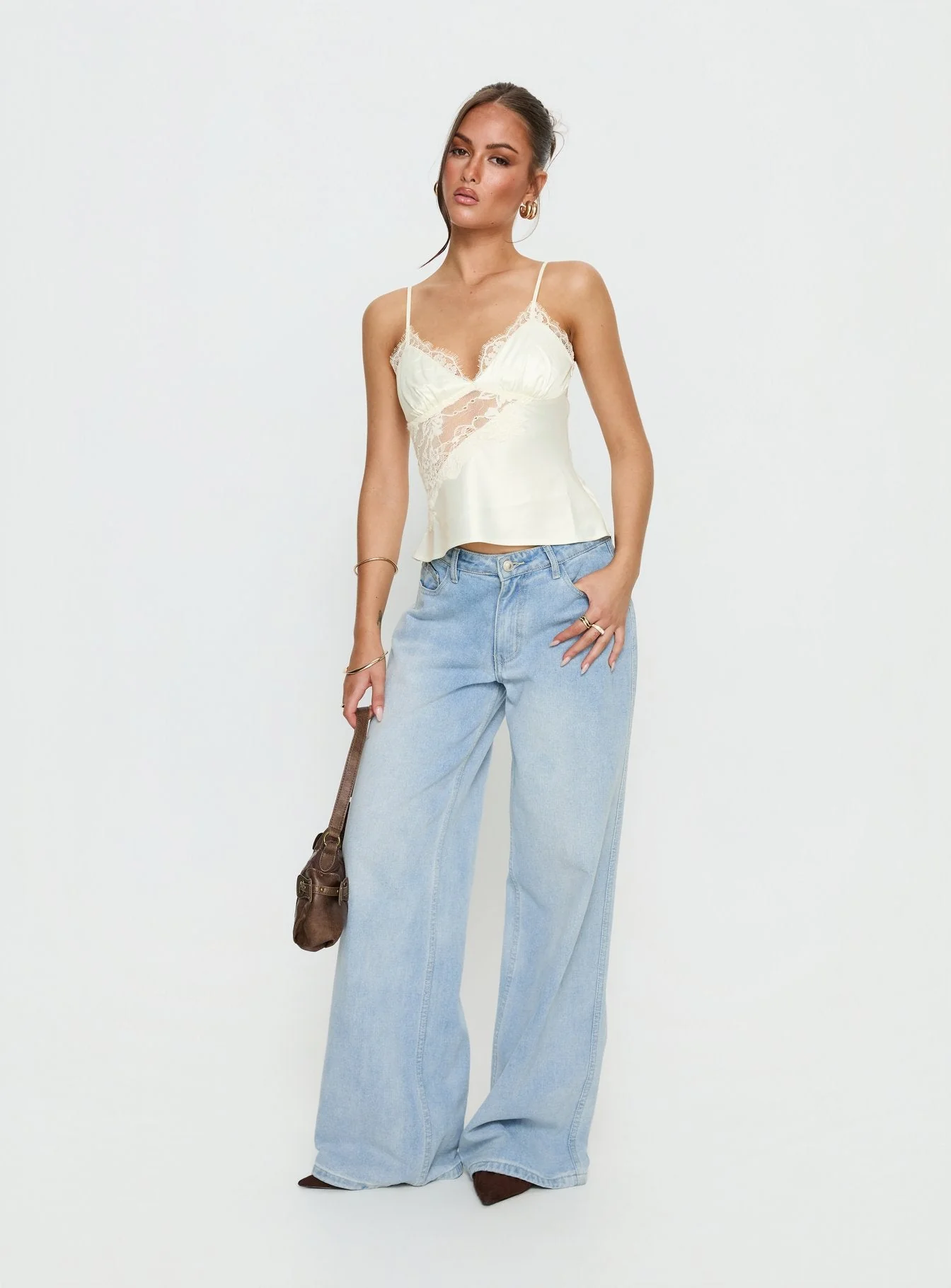 Annamari Lace Satin Cami Top Cream - Image 3