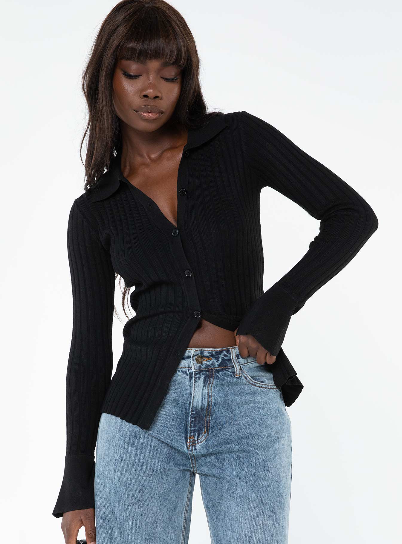 Anneke Collared Cardigan Black - Image 3