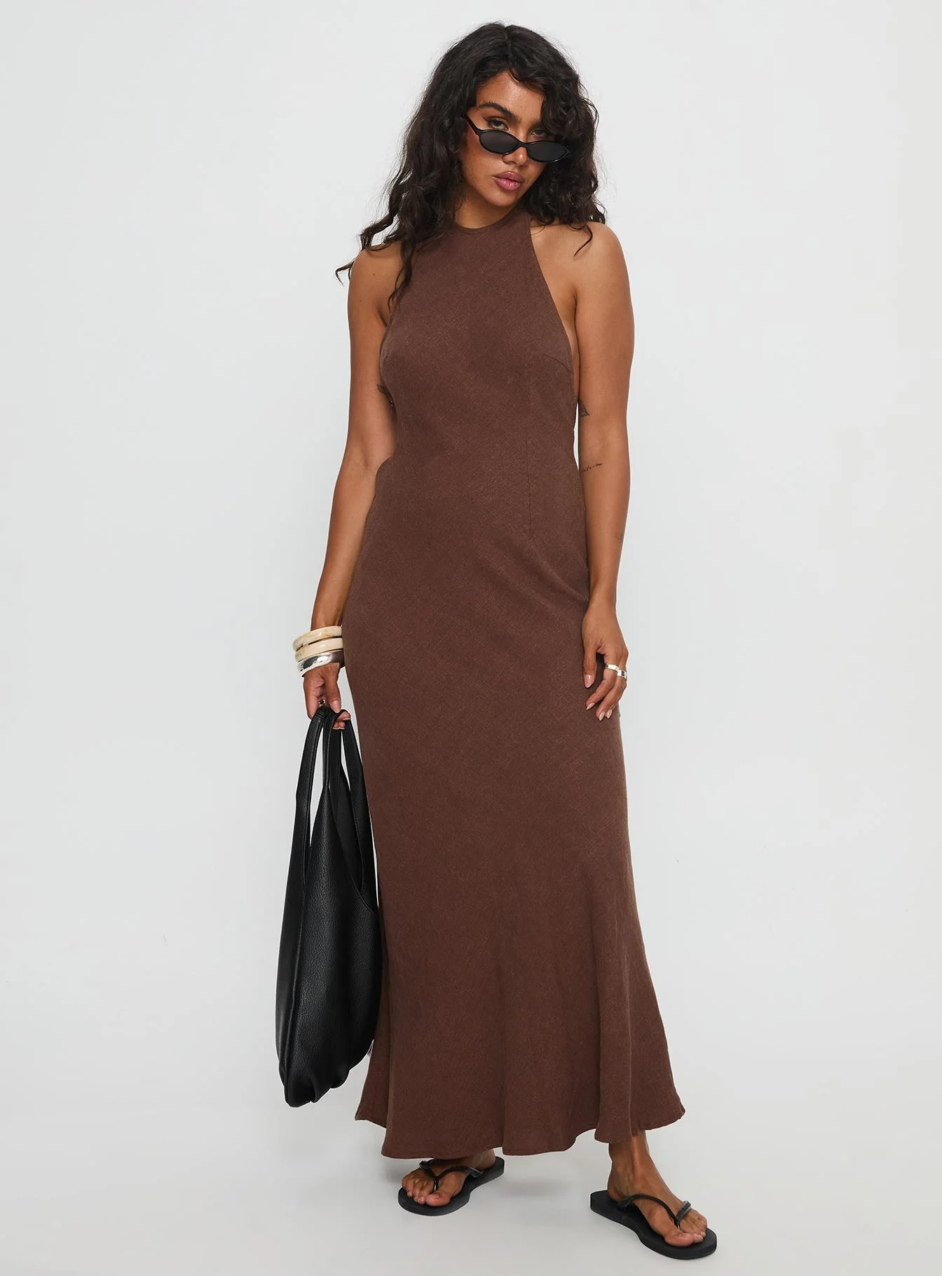 Annetta Halter Maxi Dress Chocolate - Image 2