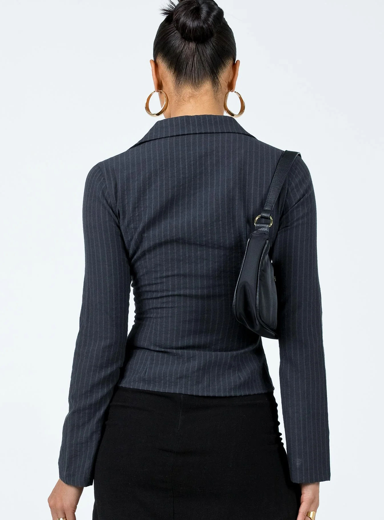 Anni Pinstripe Shirt Black - Image 5