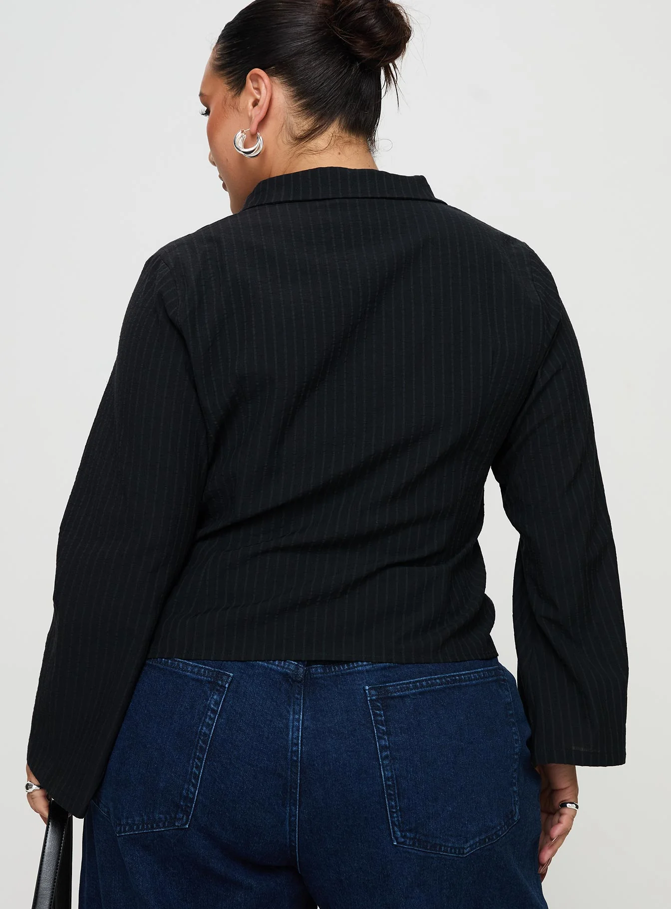 Anni Pinstripe Shirt Black Curve - Image 5