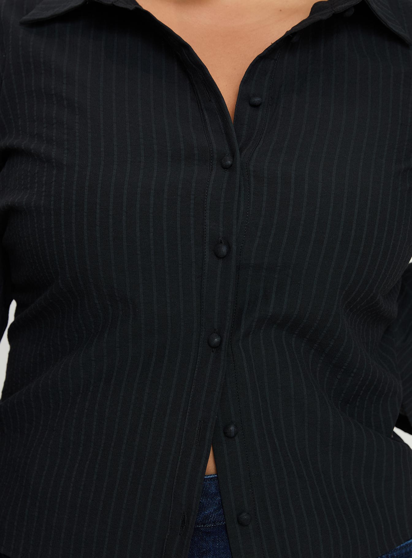 Anni Pinstripe Shirt Black Curve - Image 6