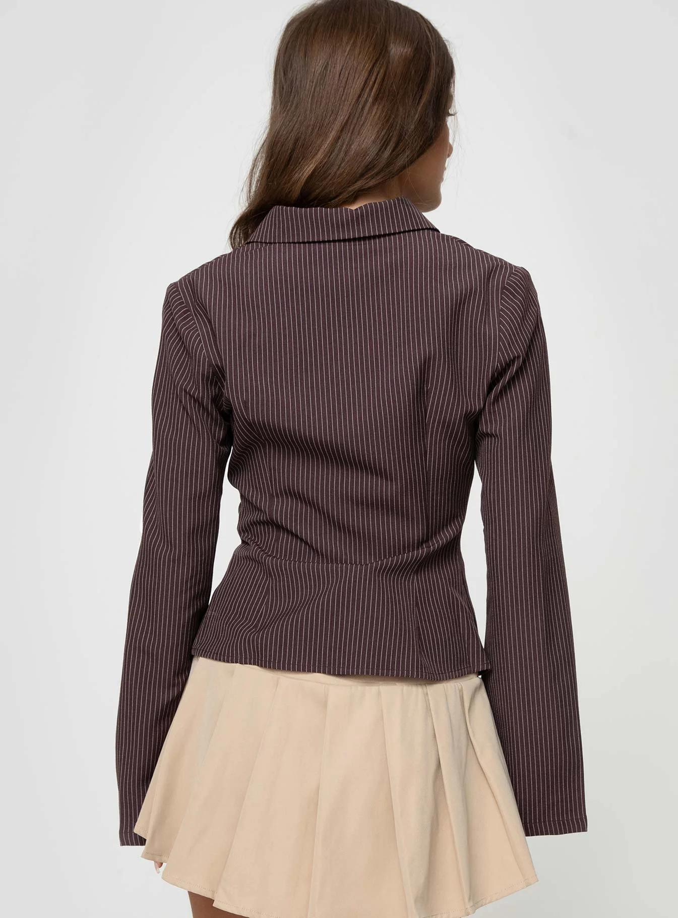 Anni Pinstripe Shirt Brown - Image 5