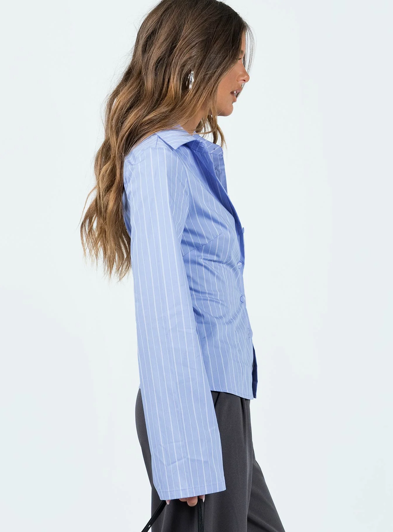 Anni Pinstripe Shirt Blue - Image 4