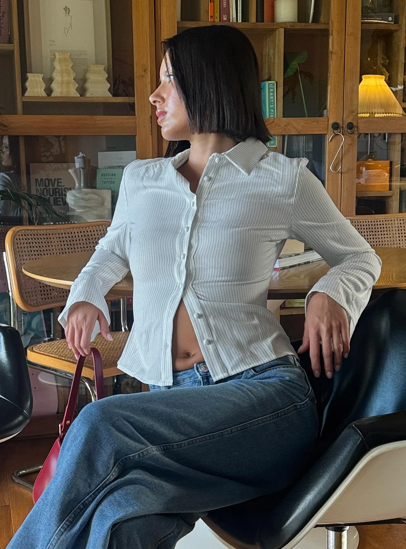 Anni Pinstripe Shirt White - Image 9