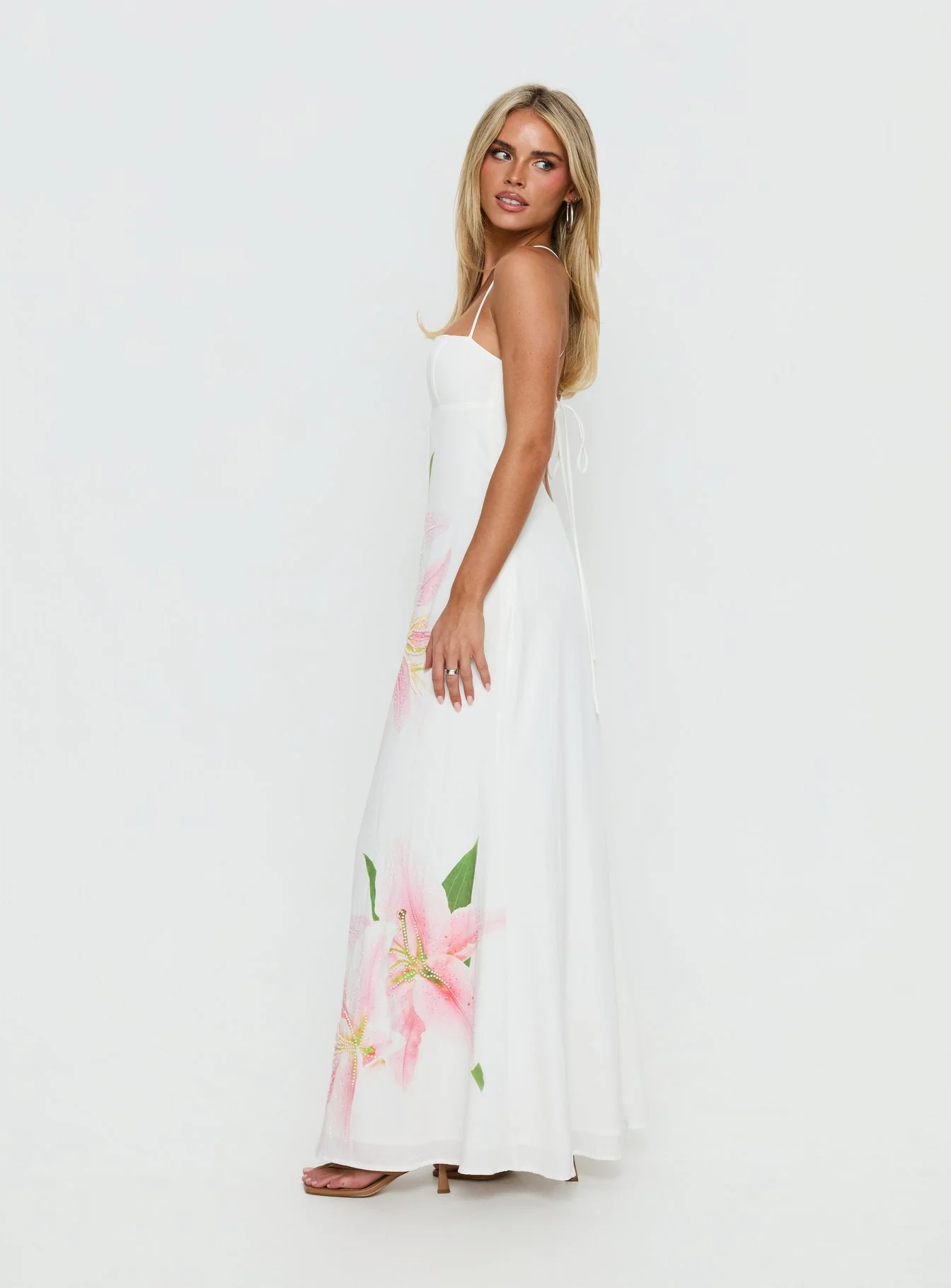 Anny Beaded Maxi Dress White Floral - Image 4