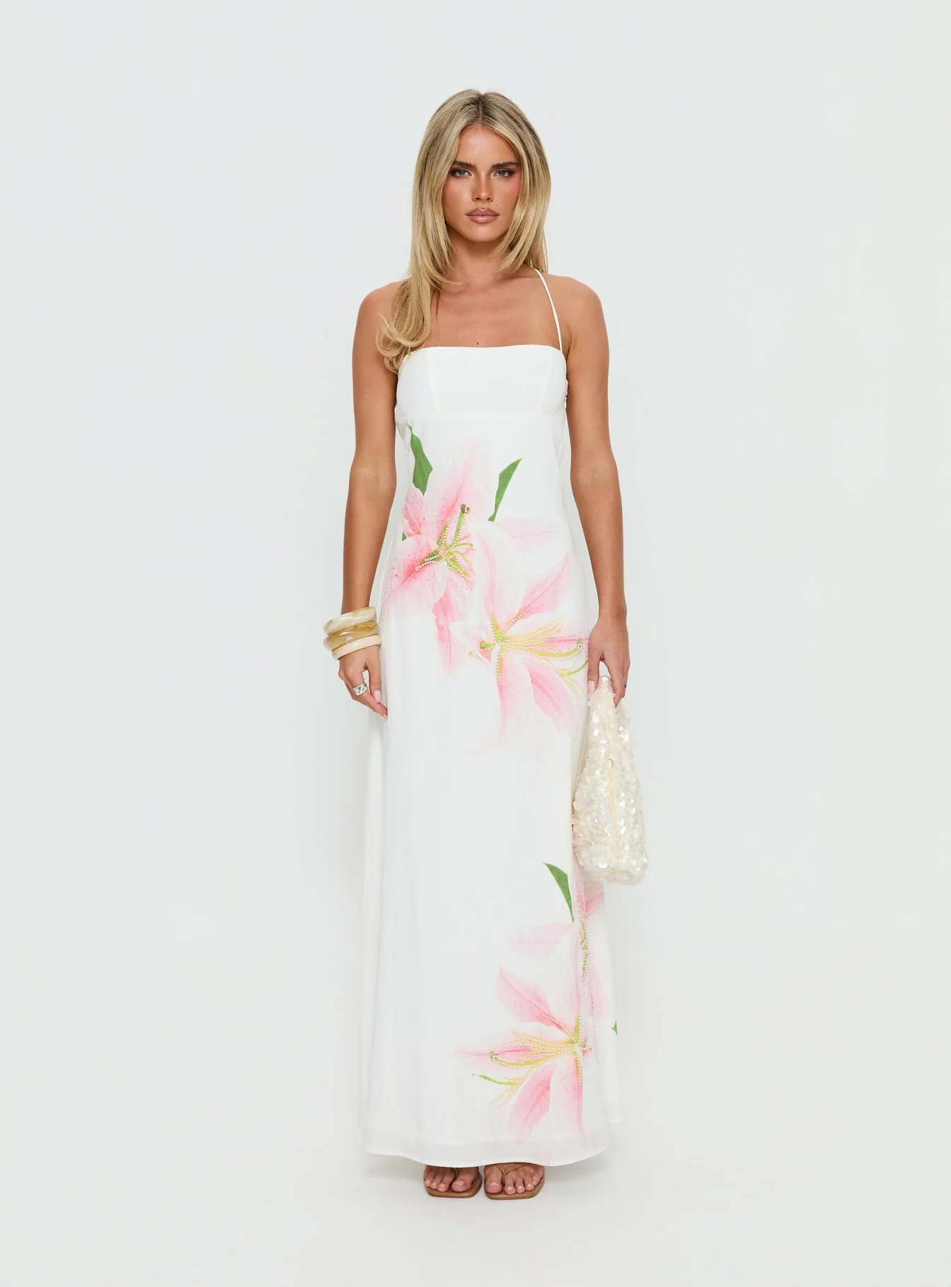 Anny Beaded Maxi Dress White Floral - Image 7