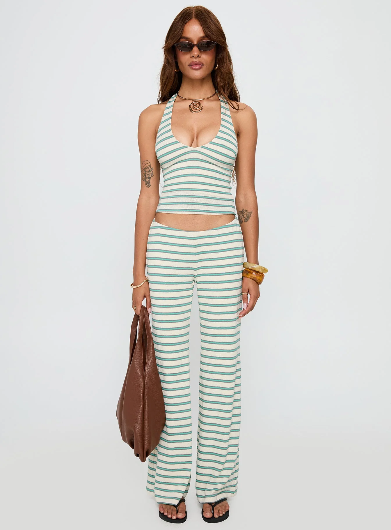 Anora Halter Wide Leg Set Blue / White Stripe - Image 7
