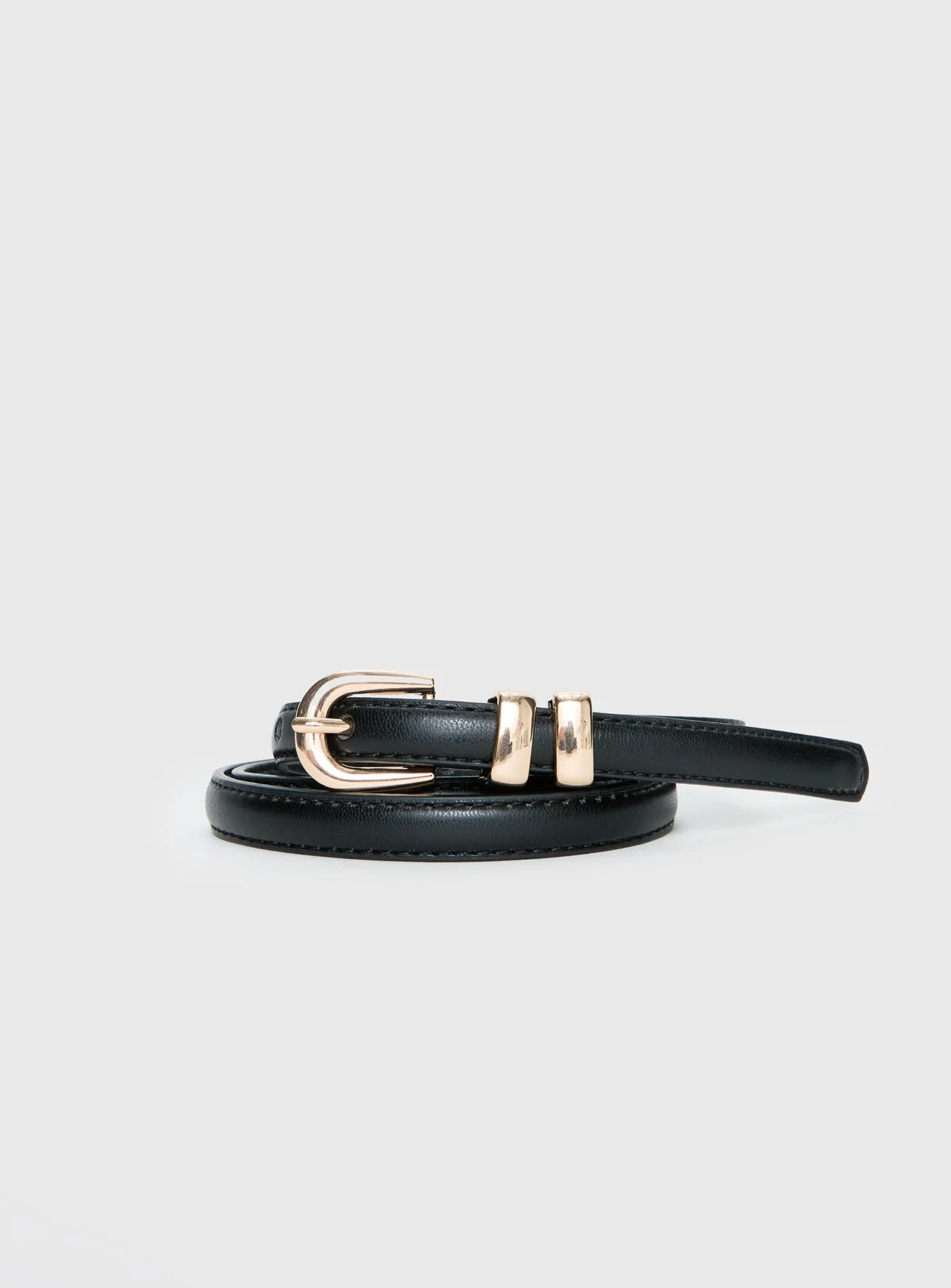 Antilles Faux Leather Micro Belt Black / Gold - Image 2