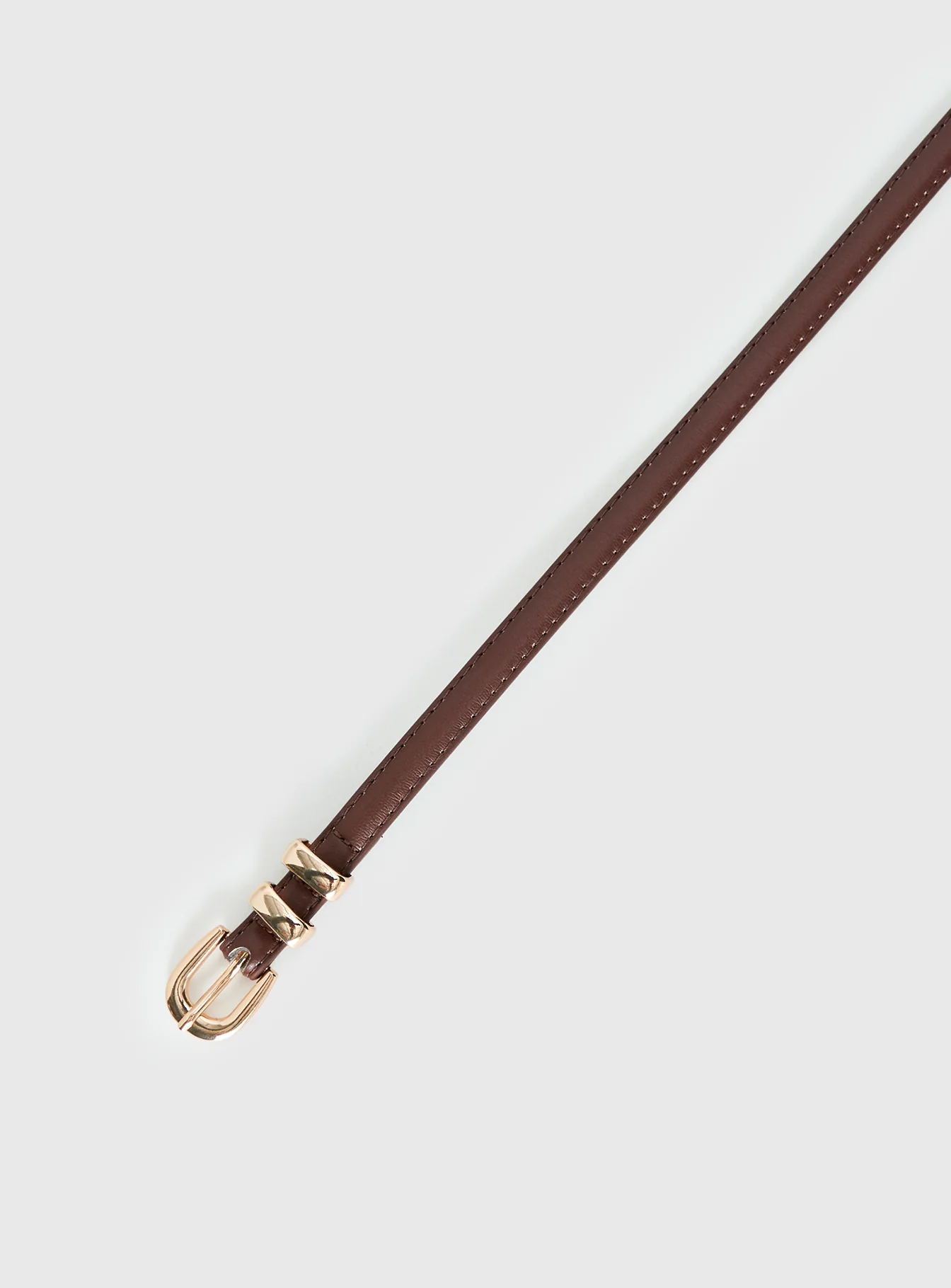 Antilles Faux Leather Micro Belt Brown / Gold - Image 3