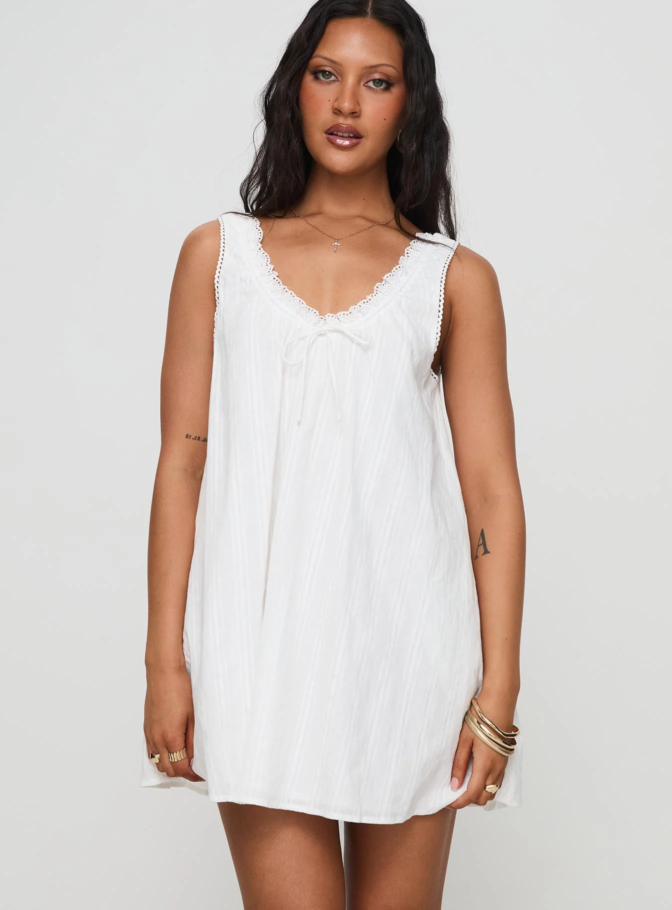 Antiquity Swing Mini Dress White Petite - Image 2