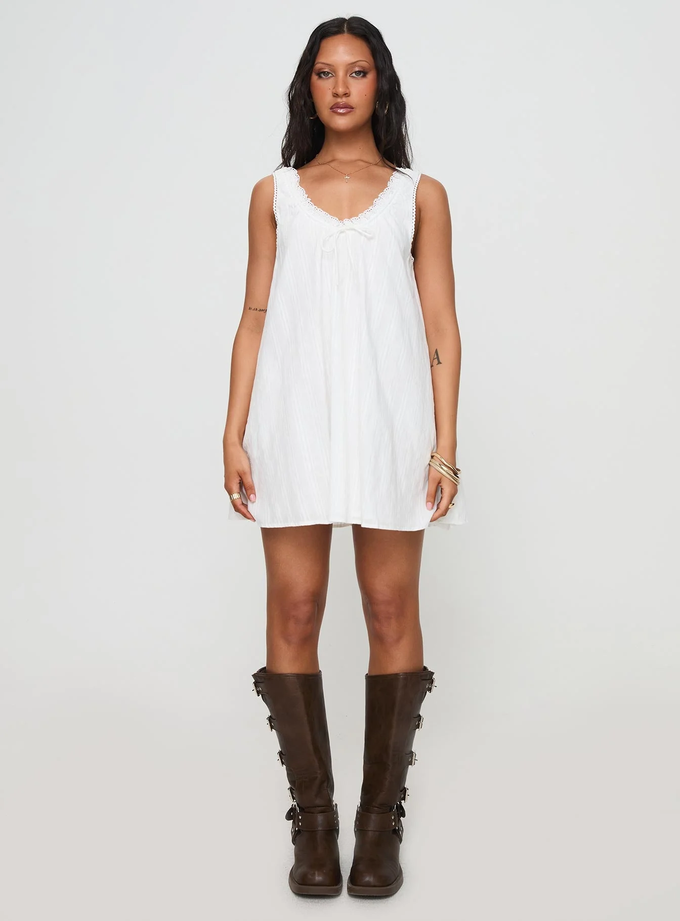 Antiquity Swing Mini Dress White Petite - Image 7
