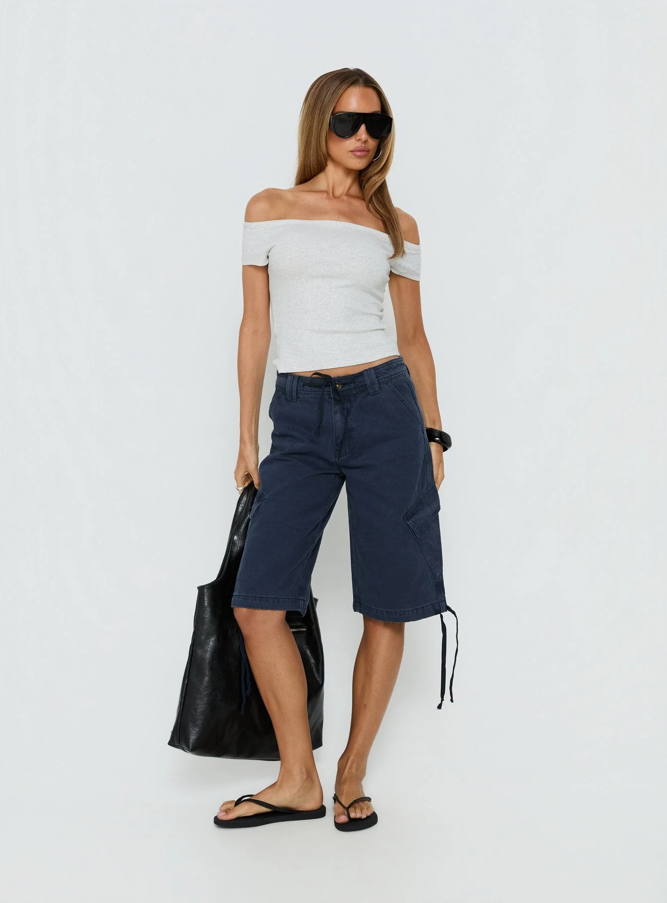 Apres Tie Waist Jorts Navy - Image 2
