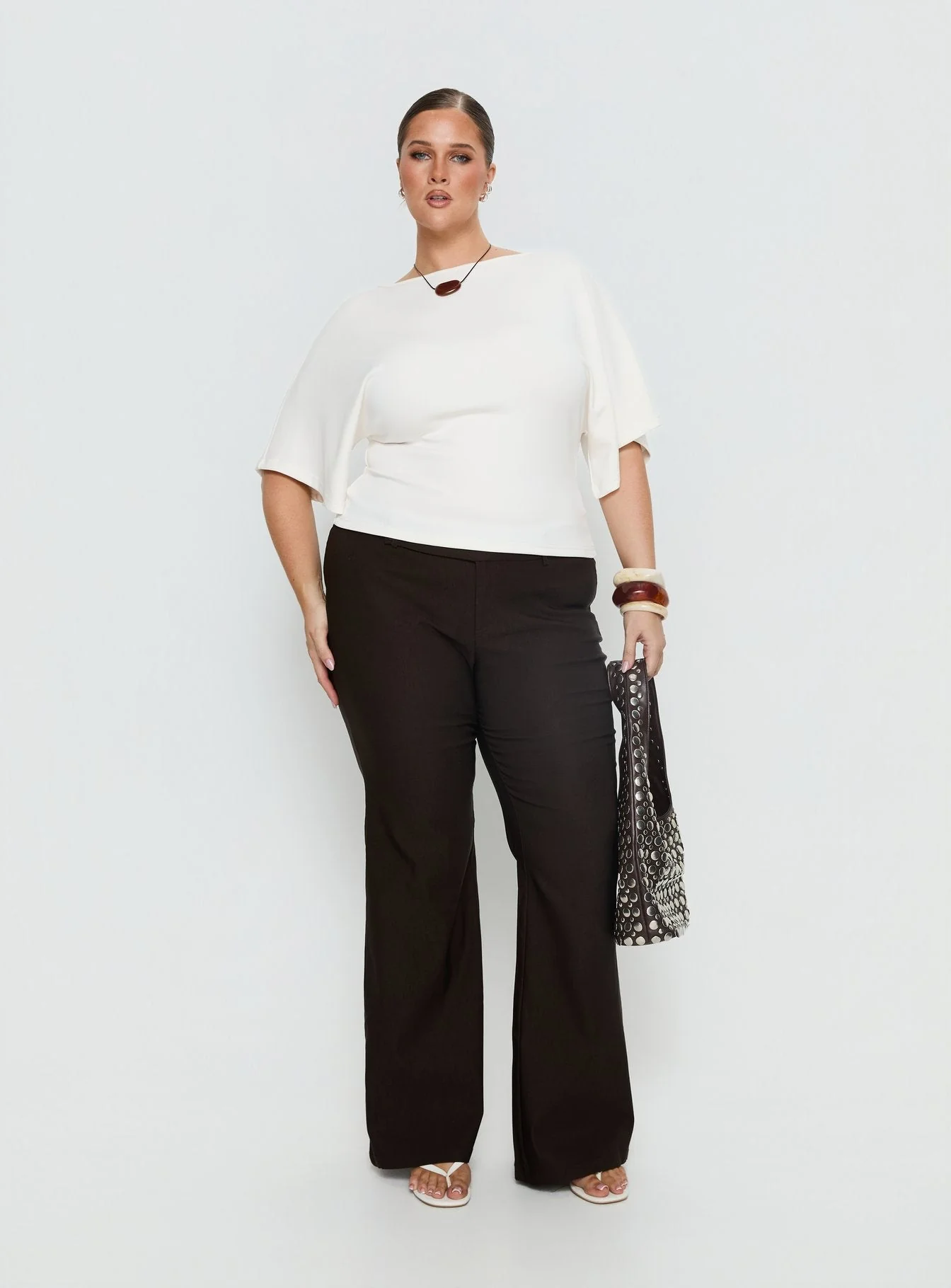 Arazia Cinched Short Sleeve Top White Curve - Image 3