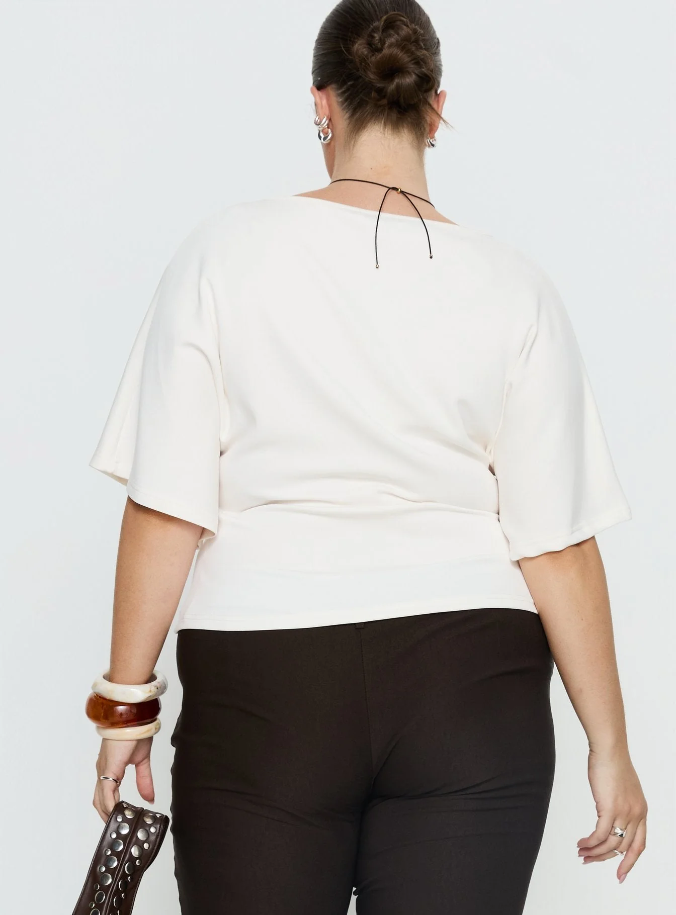 Arazia Cinched Short Sleeve Top White Curve - Image 5