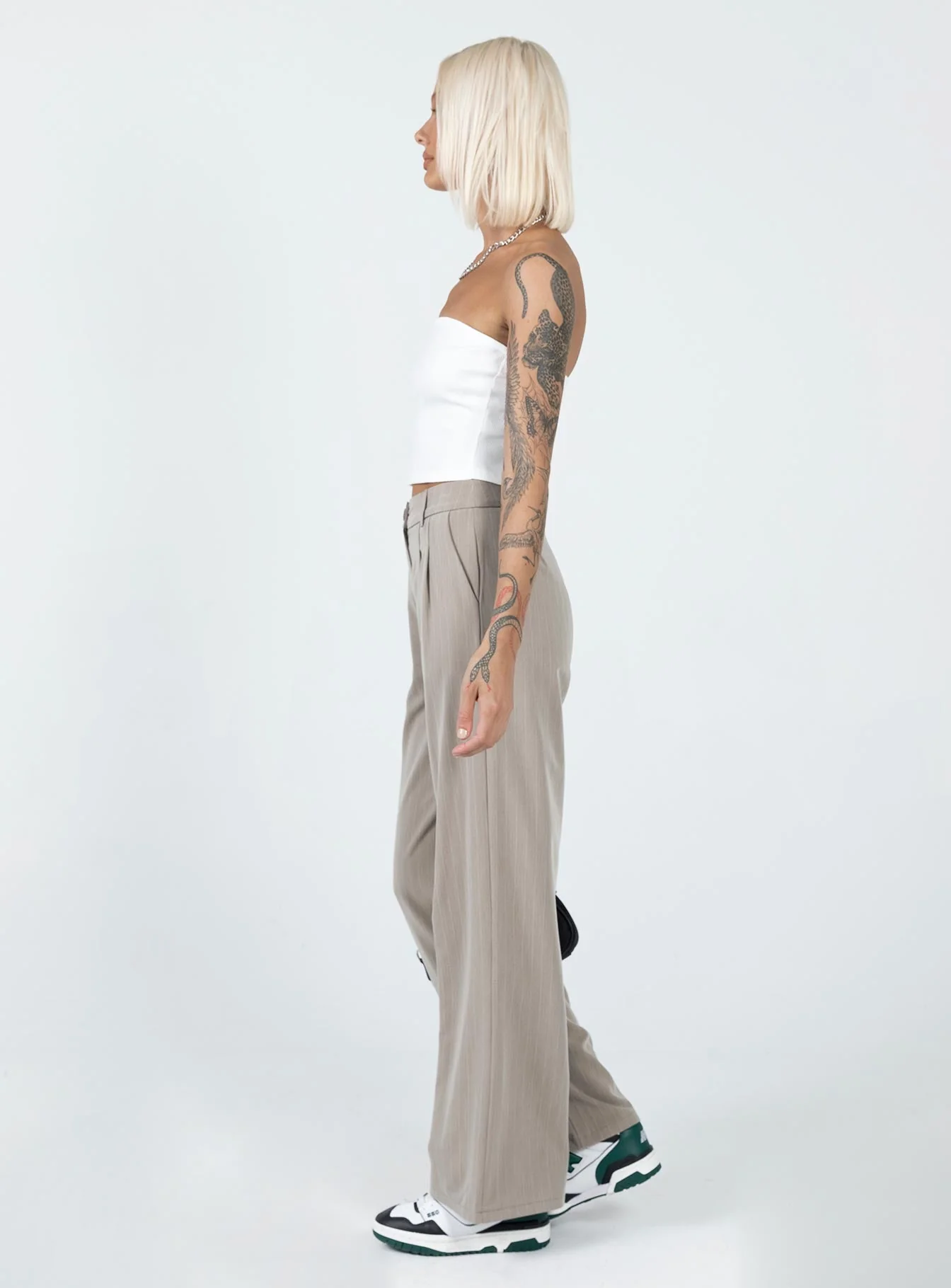 Archer Pants Pinstripe Beige - Image 3