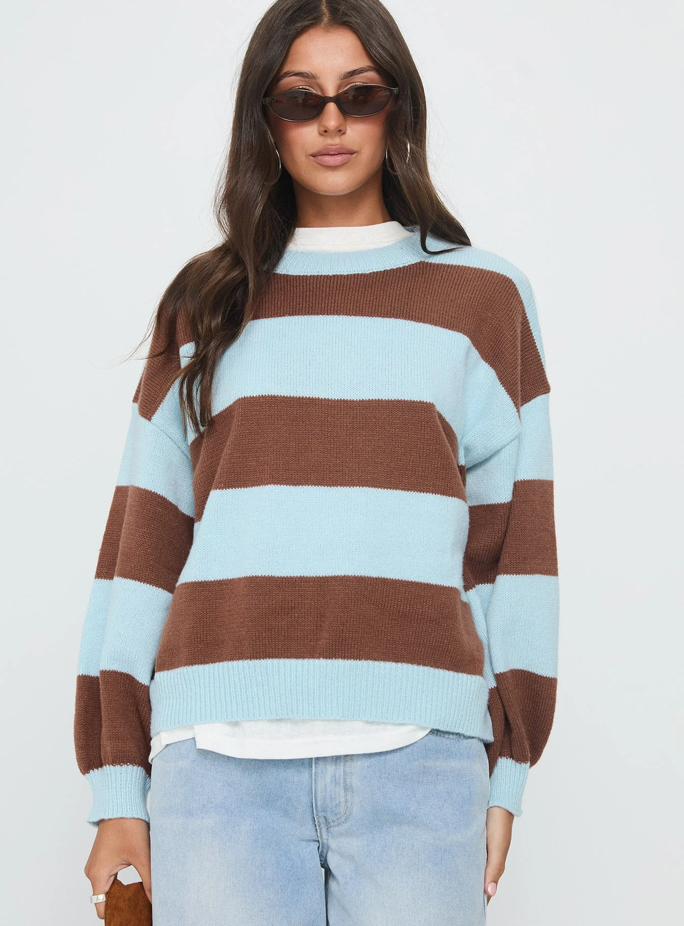 Ardentia Crew Neck Knit Sweater Aqua Stripe - Image 2