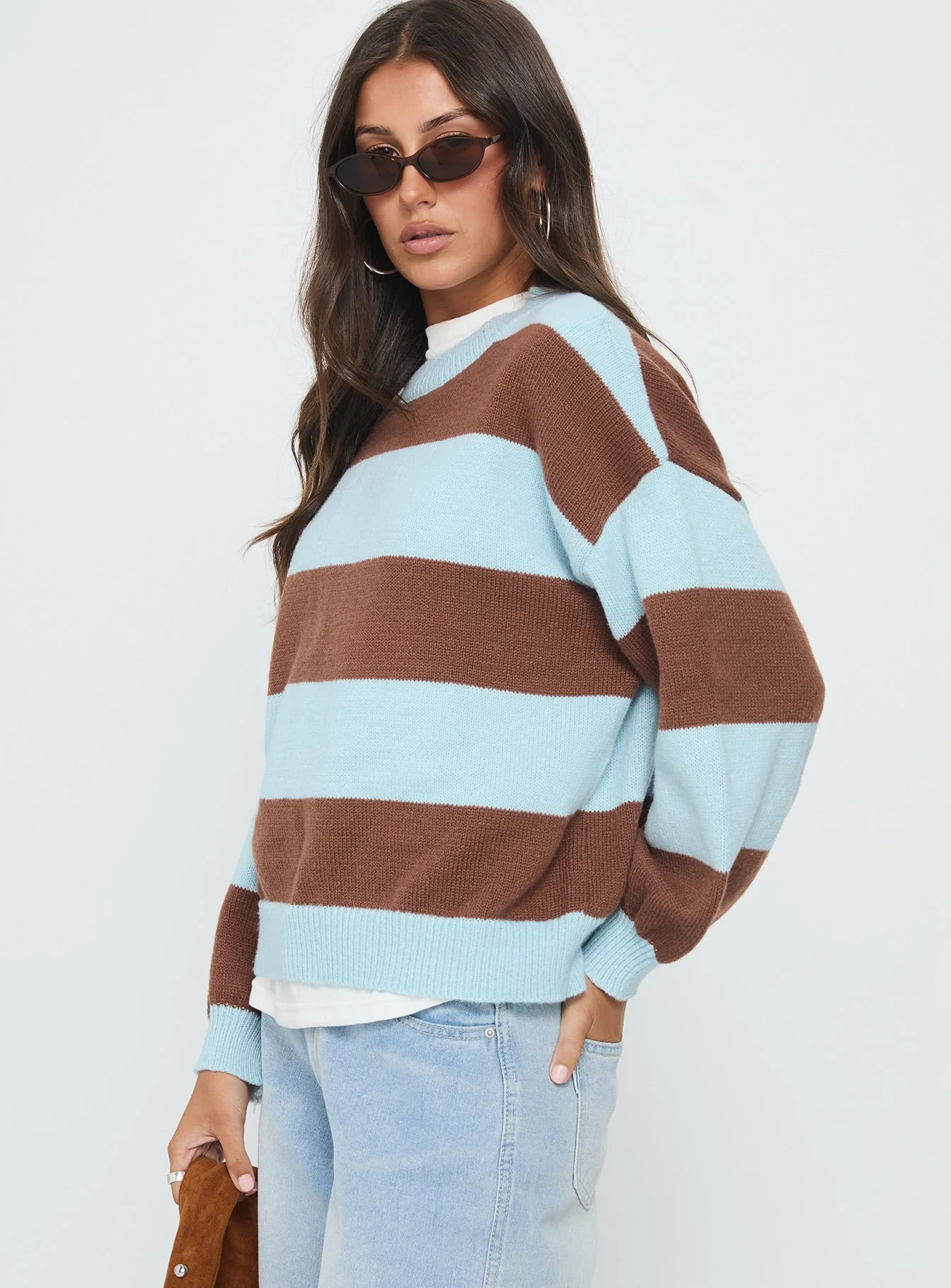 Ardentia Crew Neck Knit Sweater Aqua Stripe - Image 4