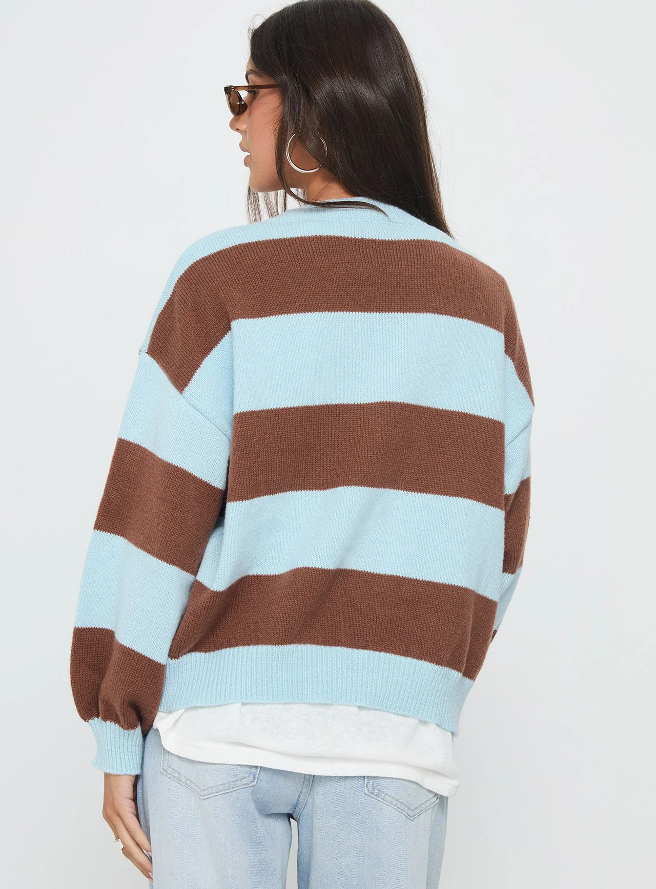 Ardentia Crew Neck Knit Sweater Aqua Stripe - Image 5