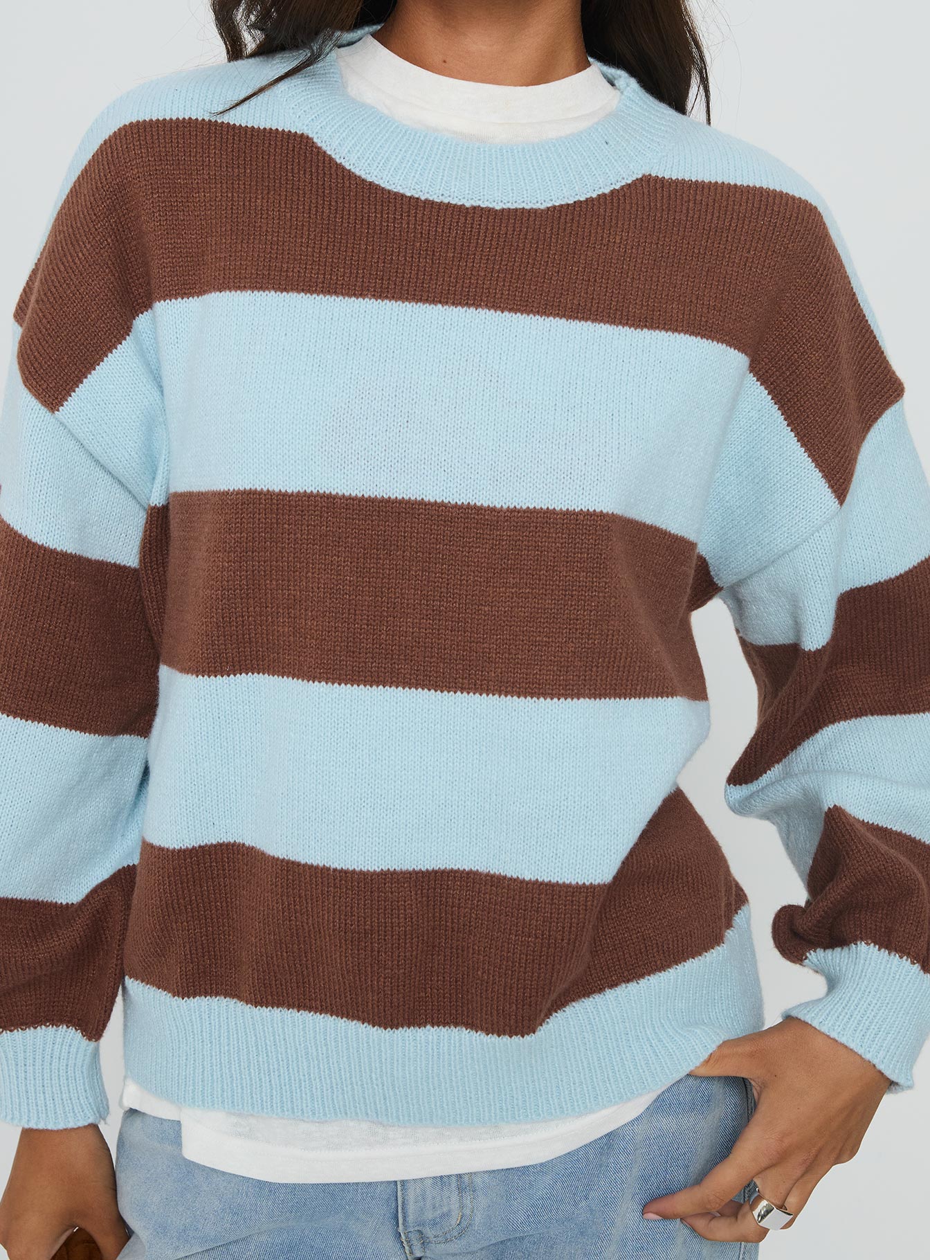 Ardentia Crew Neck Knit Sweater Aqua Stripe - Image 6
