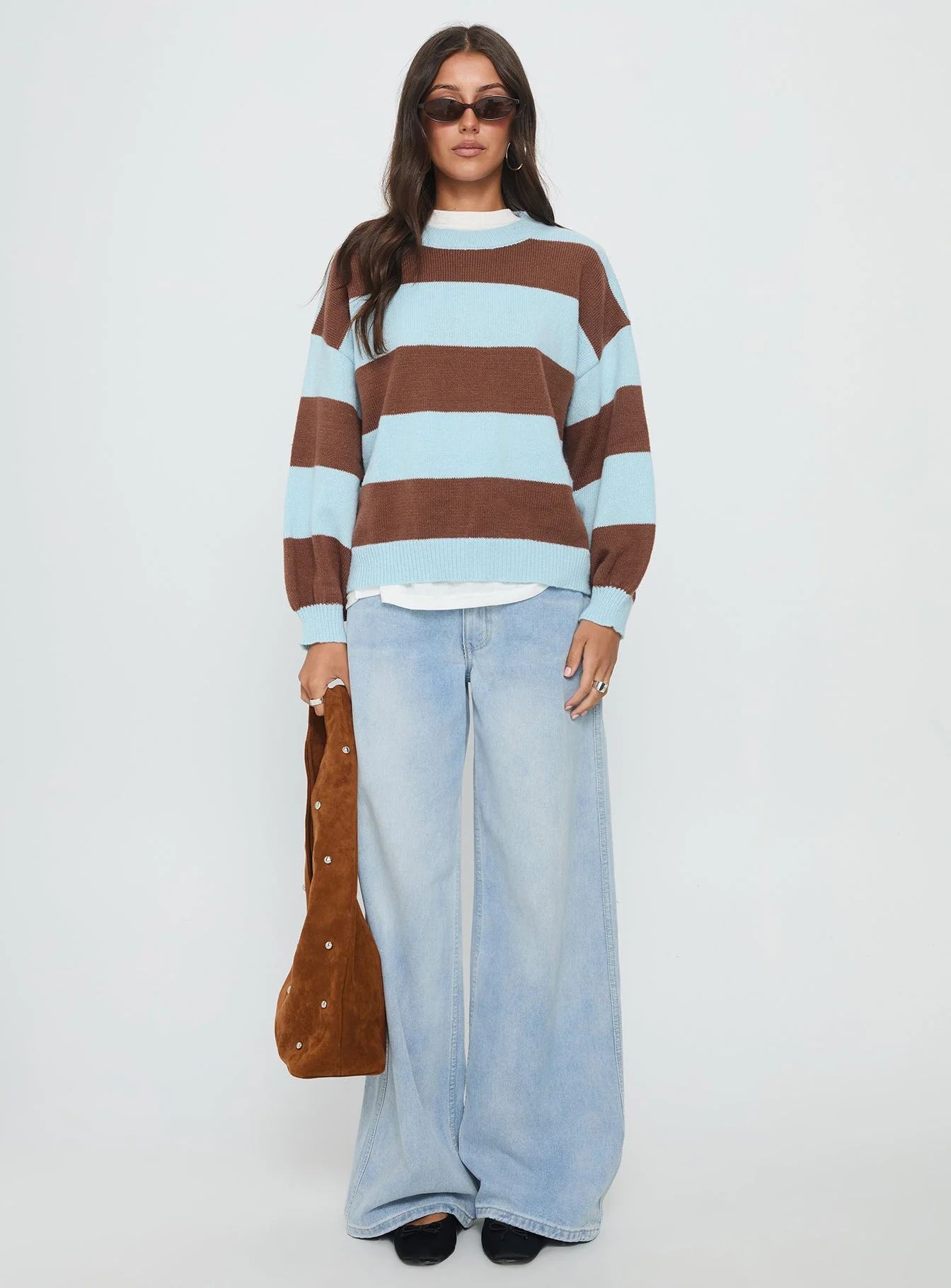 Ardentia Crew Neck Knit Sweater Aqua Stripe - Image 7
