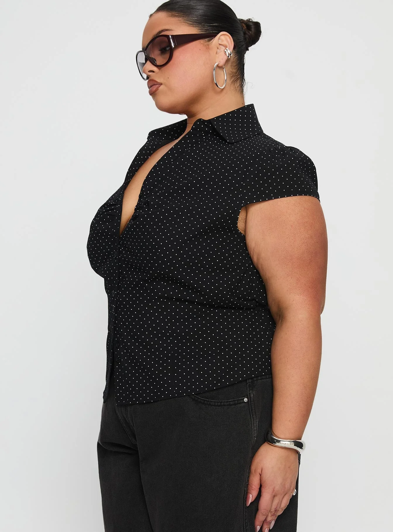 Arianwyn Short Sleeve Shirt Black Polka Curve - Image 4