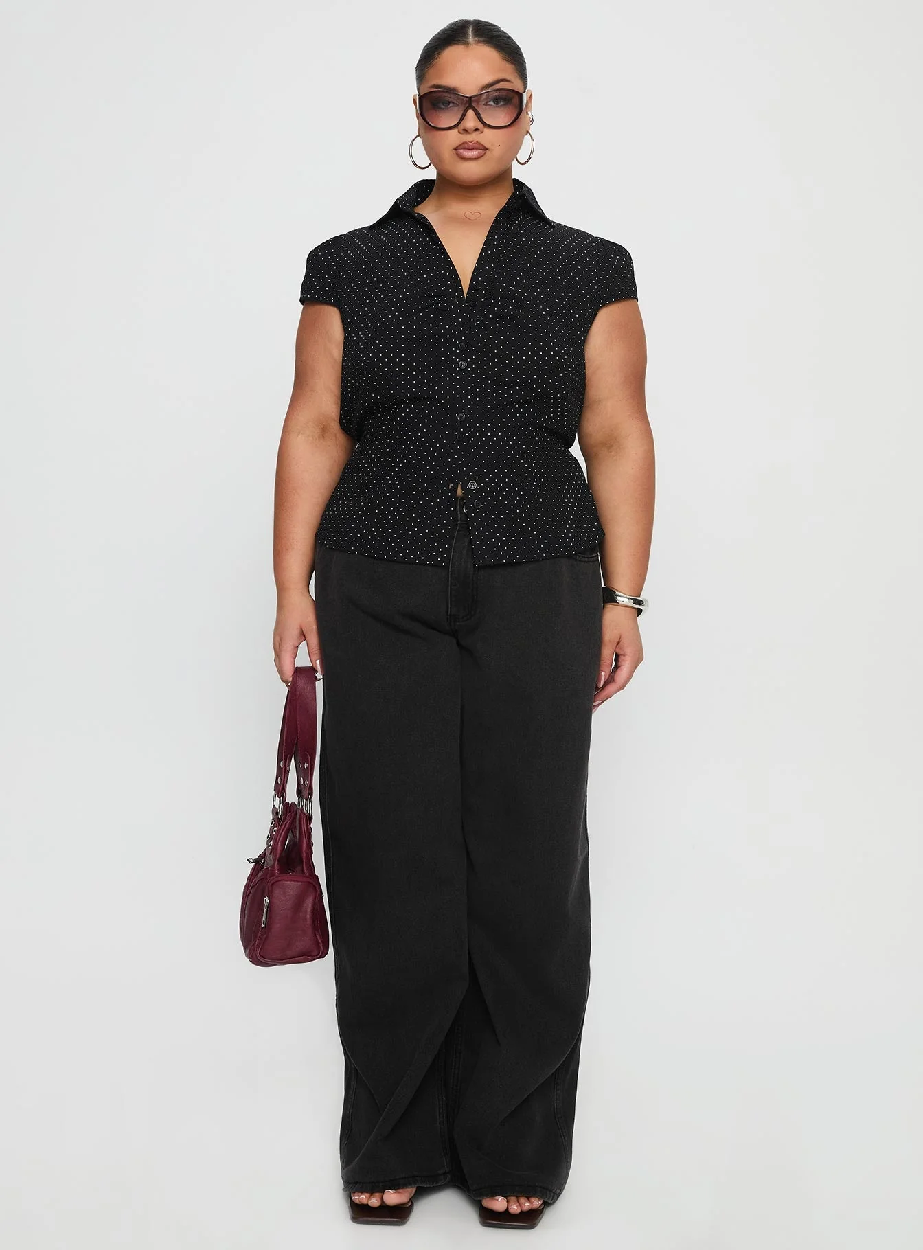Arianwyn Short Sleeve Shirt Black Polka Curve - Image 7