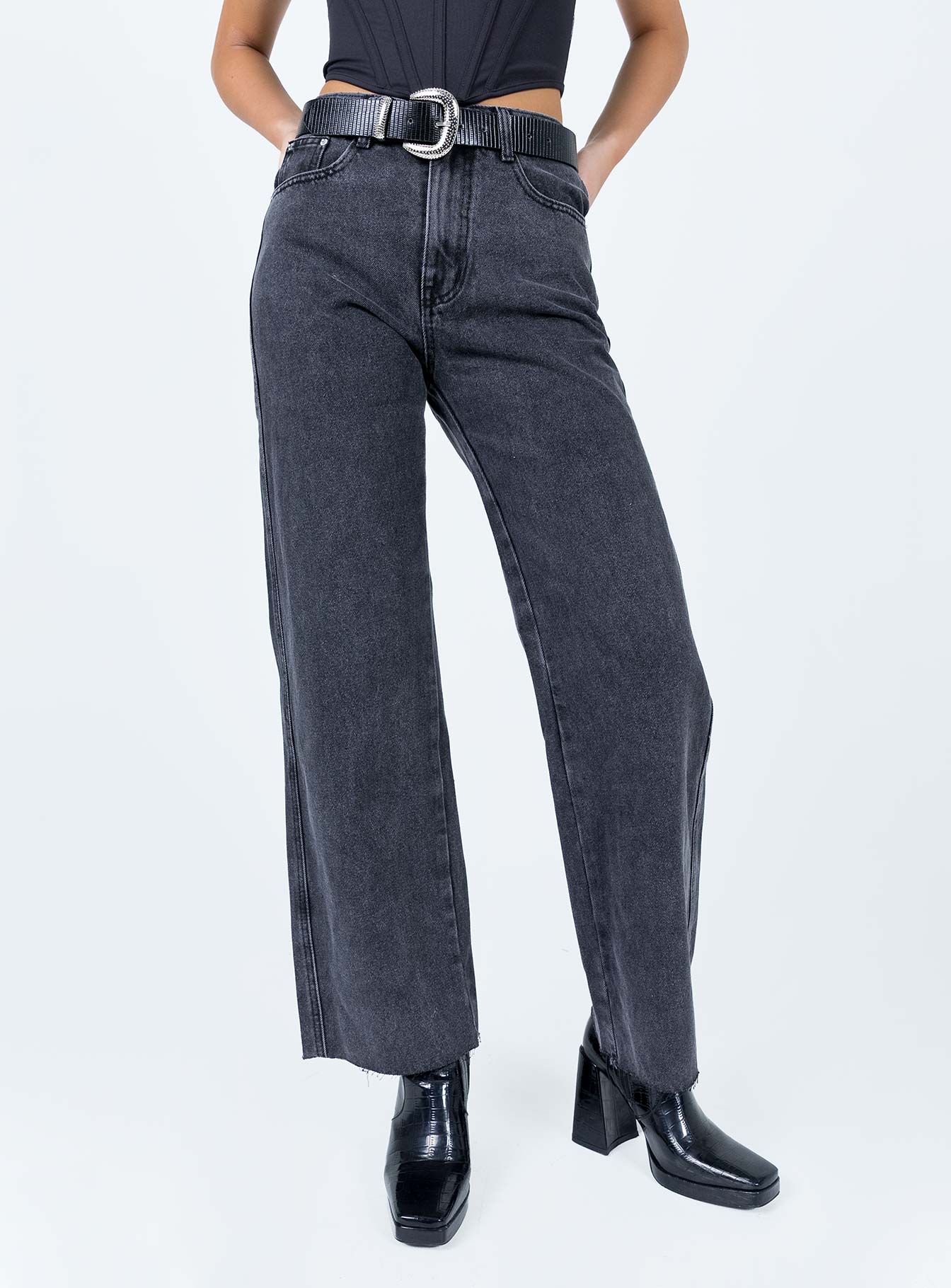 Arlington High Rise Straight Leg Denim Jeans Black - Image 5