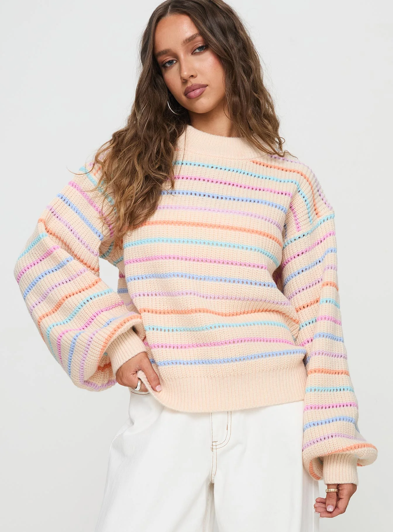 Harmony Balloon Sleeve Knit Sweater Multi - Image 2