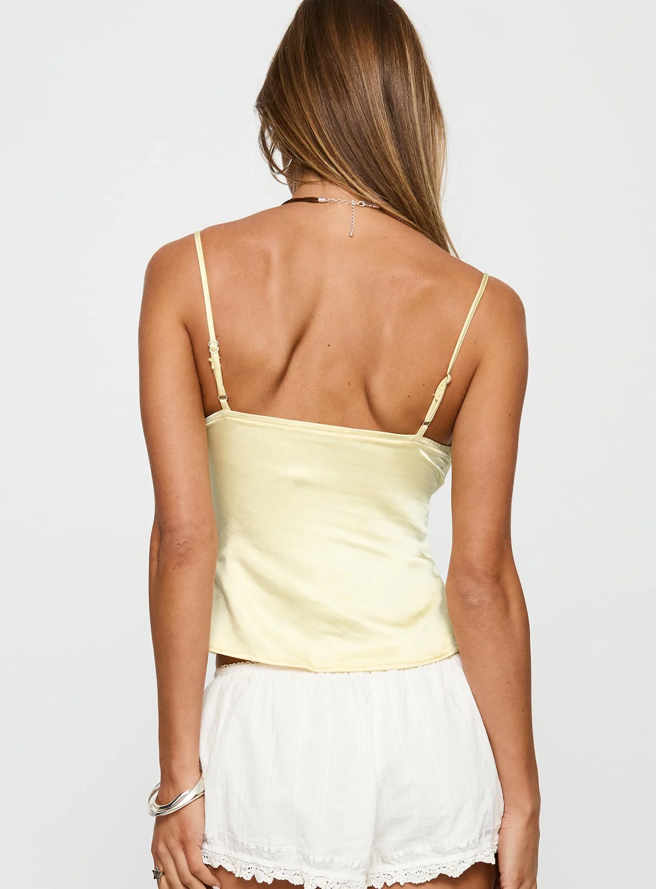 Aruba Satin Embroidered Cami Lemon - Image 5