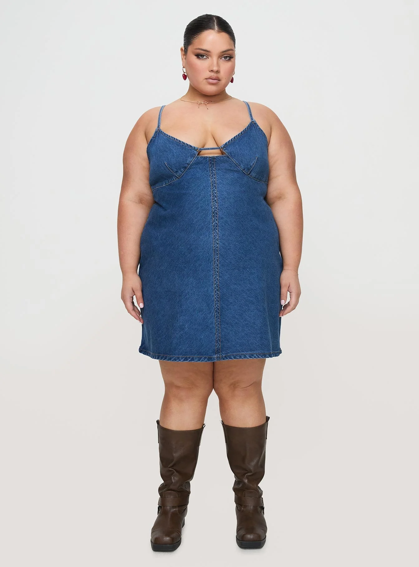Arwen Denim Mini Dress Blue Curve - Image 6