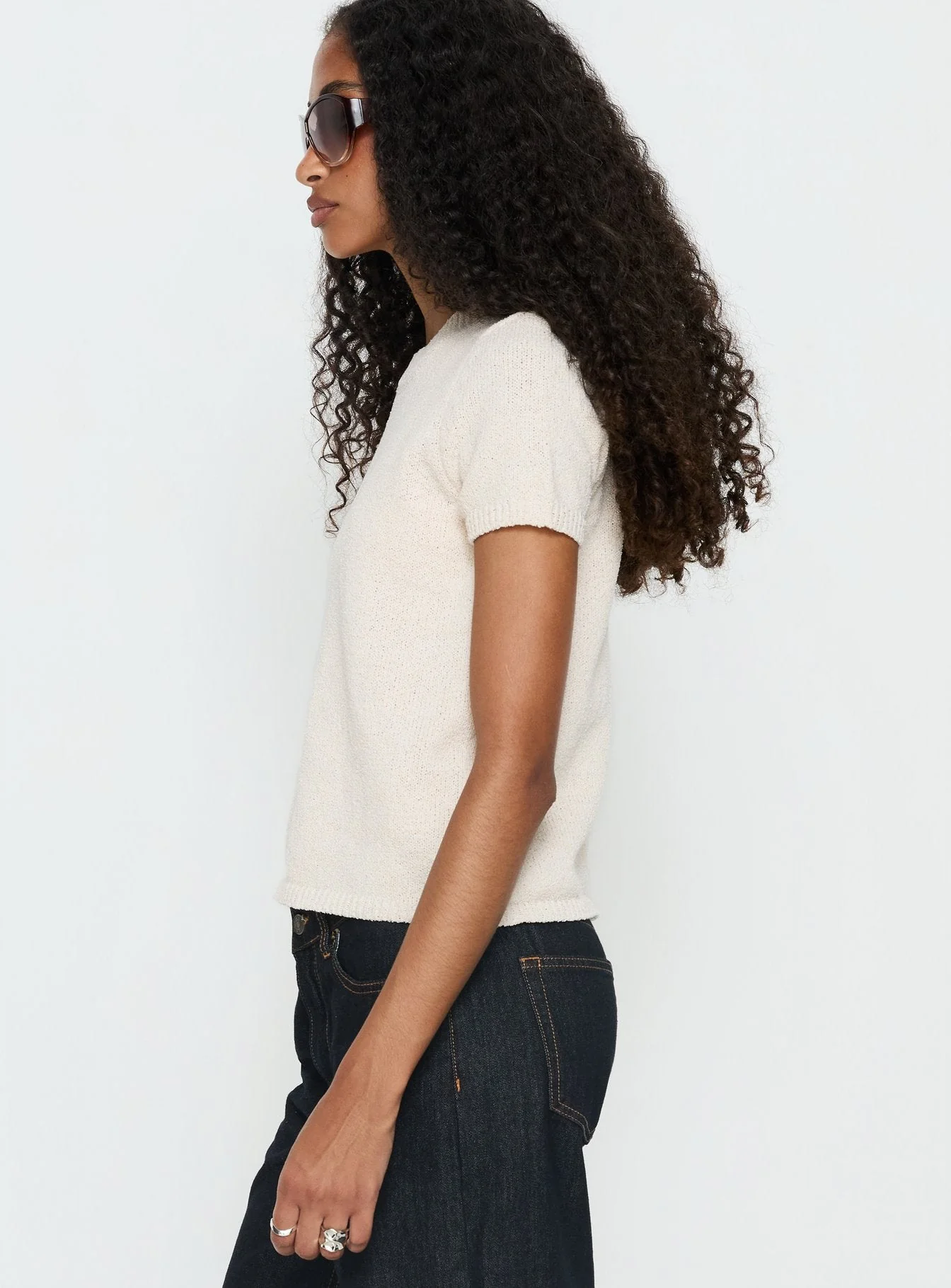 Ashfield Crew Neck Short Sleeve Top Beige - Image 4