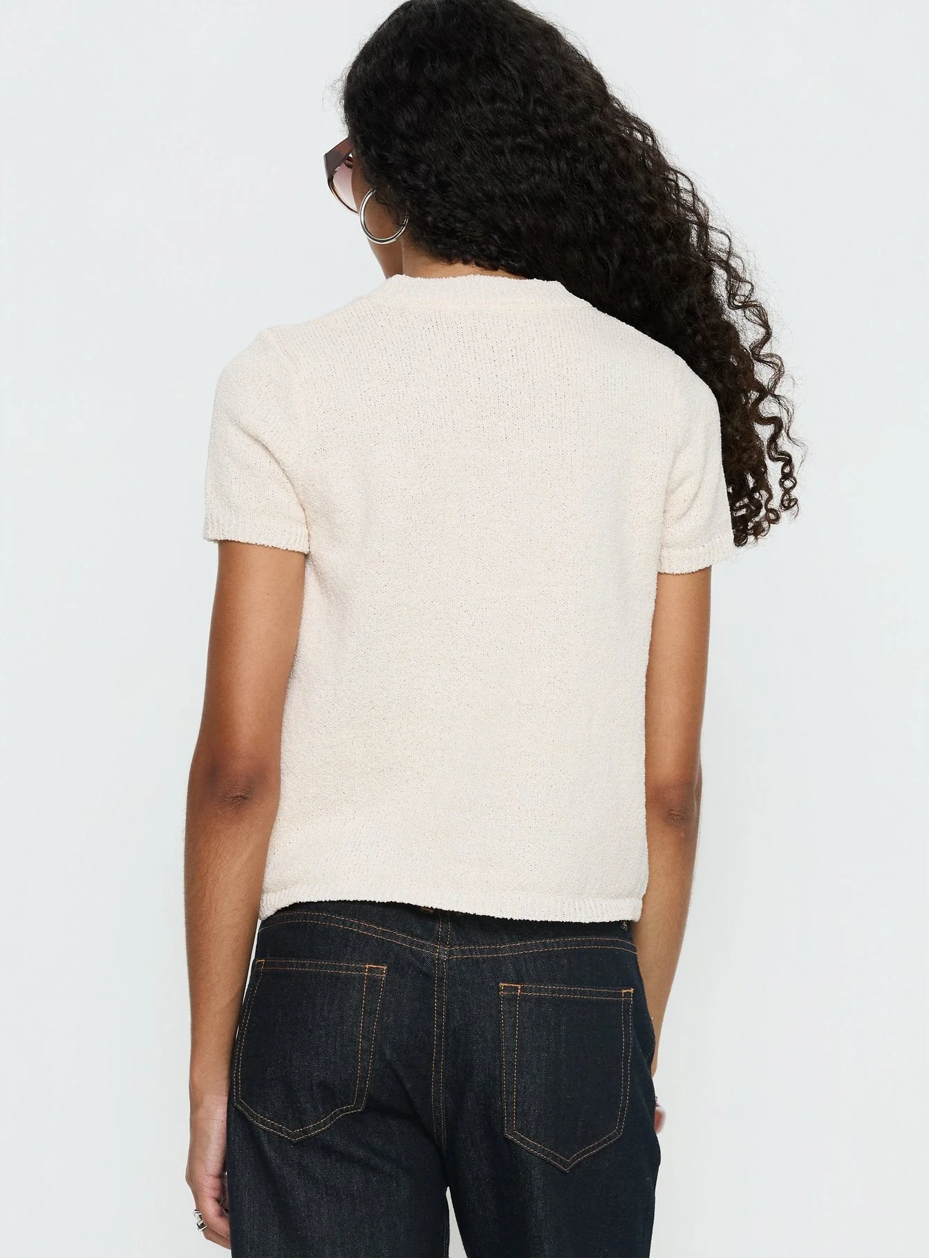 Ashfield Crew Neck Short Sleeve Top Beige - Image 5