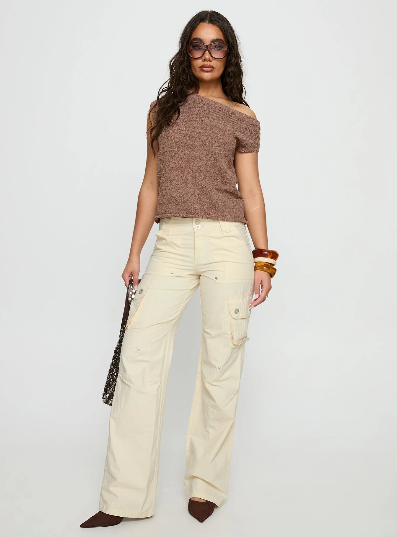Ashfield Off Shoulder Top Brown - Image 3