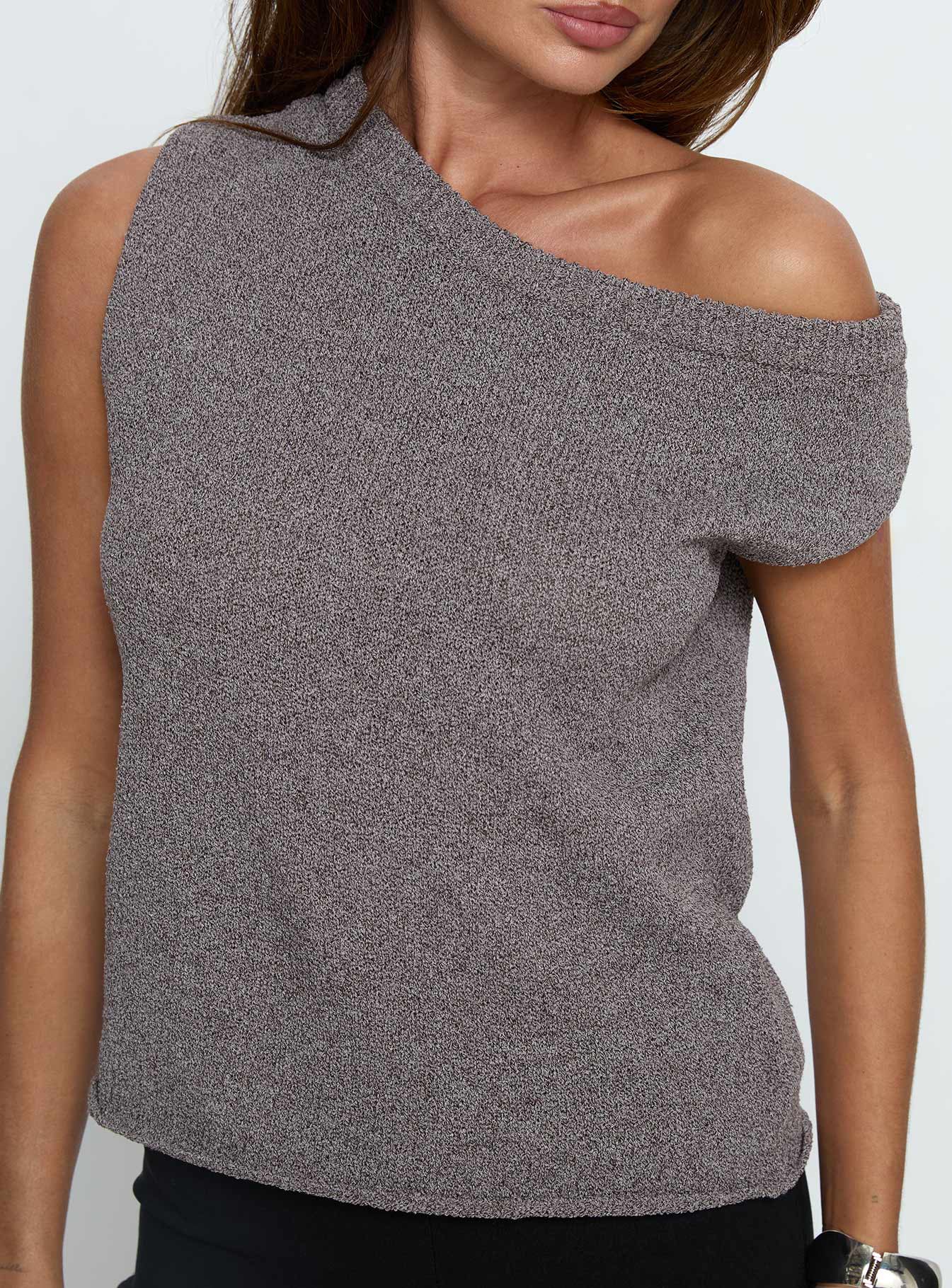 Ashfield Off Shoulder Top Dark Grey - Image 5